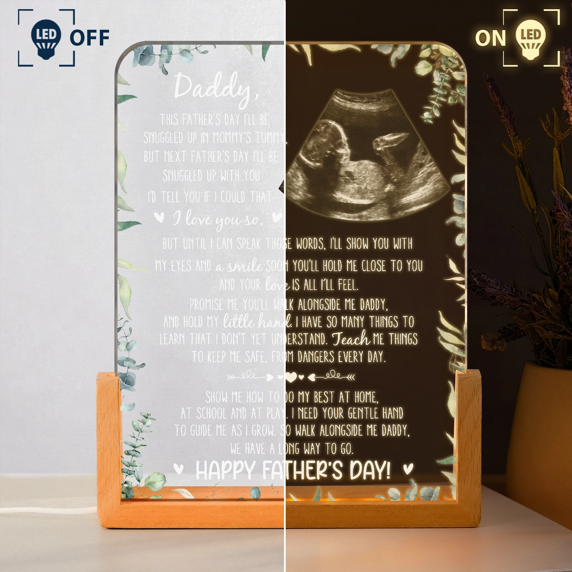 1st Father's Day Gifts, Soon To Be Dad Gift From The Bump I'll Be Snuggled Up - Personalized Night Light - Image 4