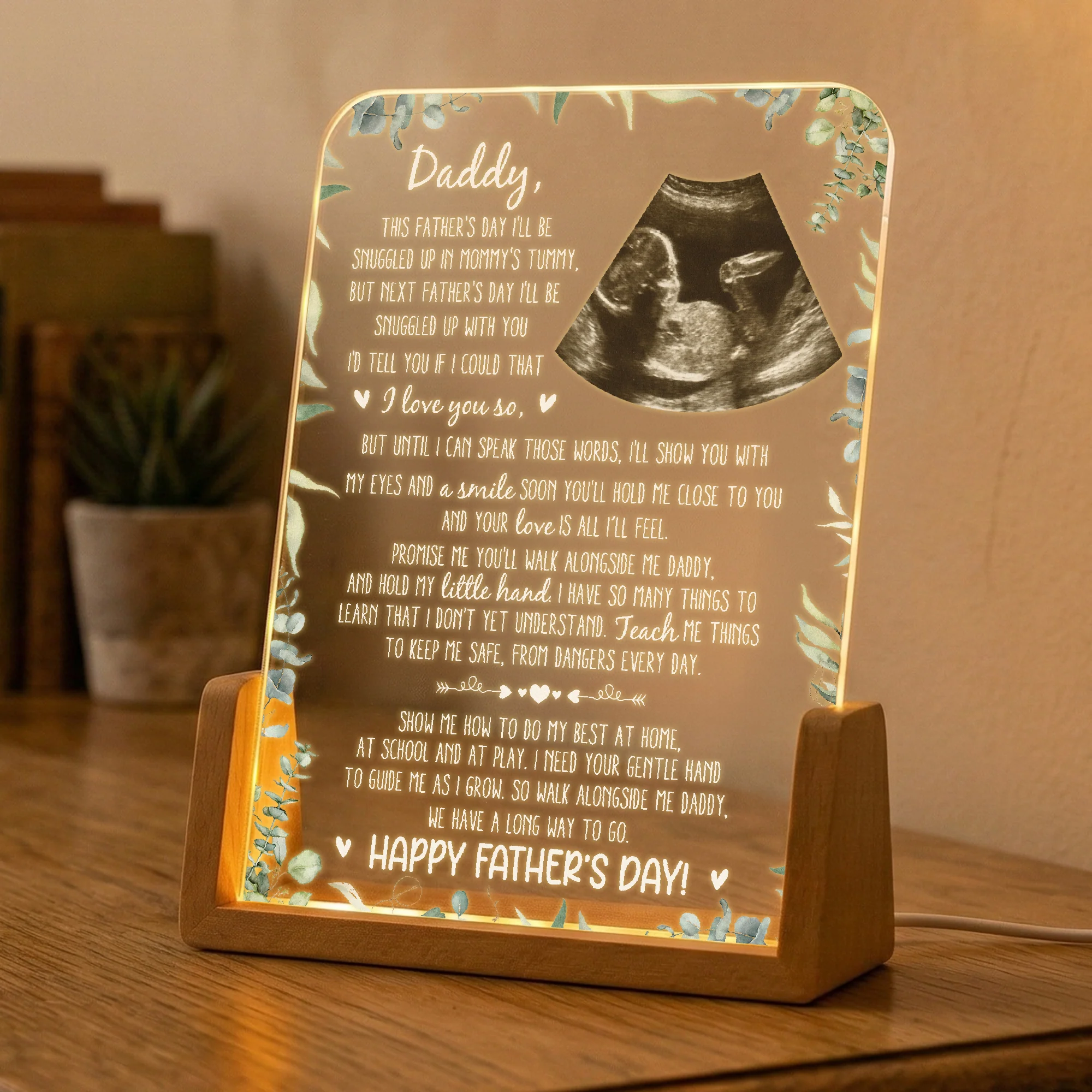 1st Father's Day Gifts, Soon To Be Dad Gift From The Bump I'll Be Snuggled Up - Personalized Night Light - Image 5