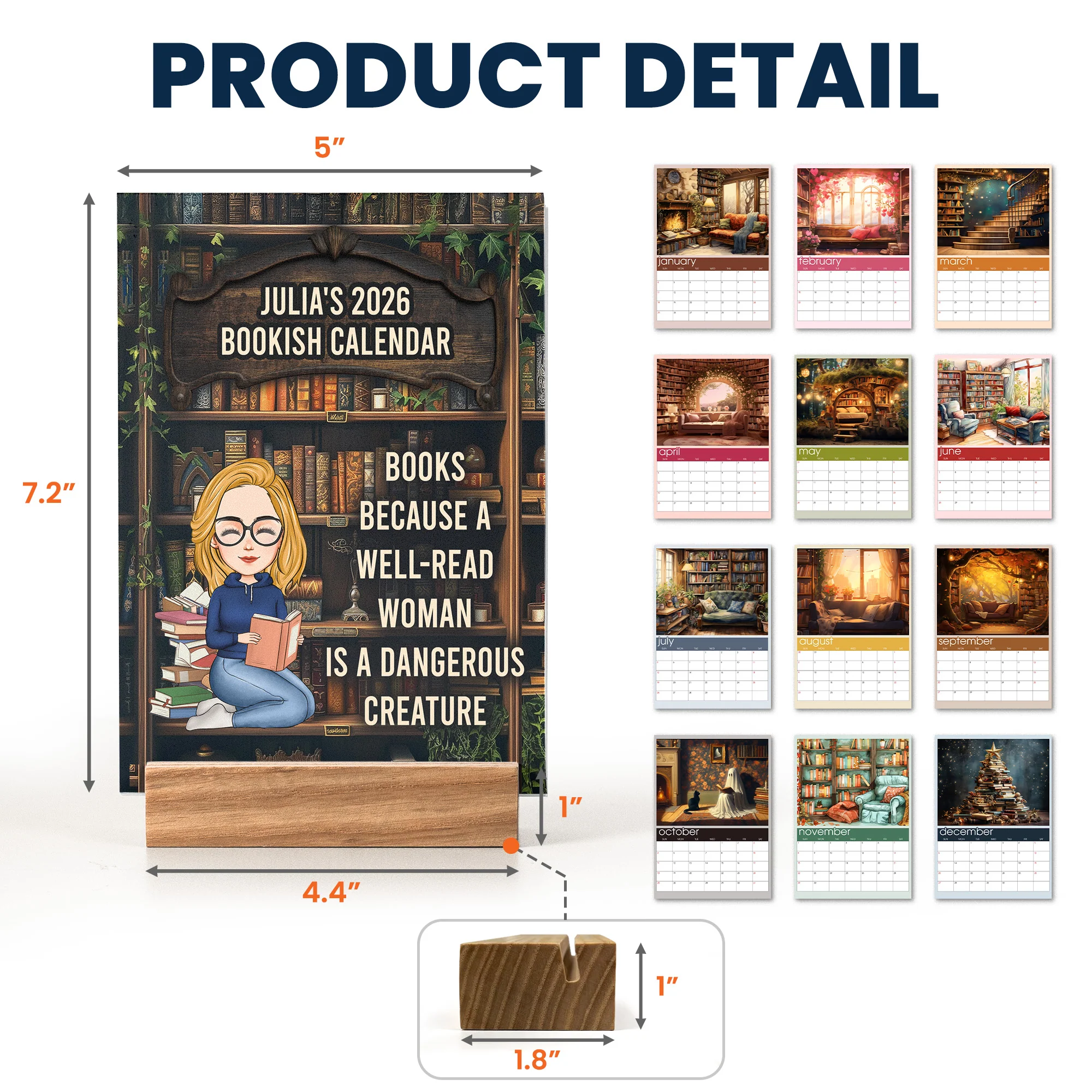 2026 Bookish Calendar - Personalized Easel Calendar - Image 6