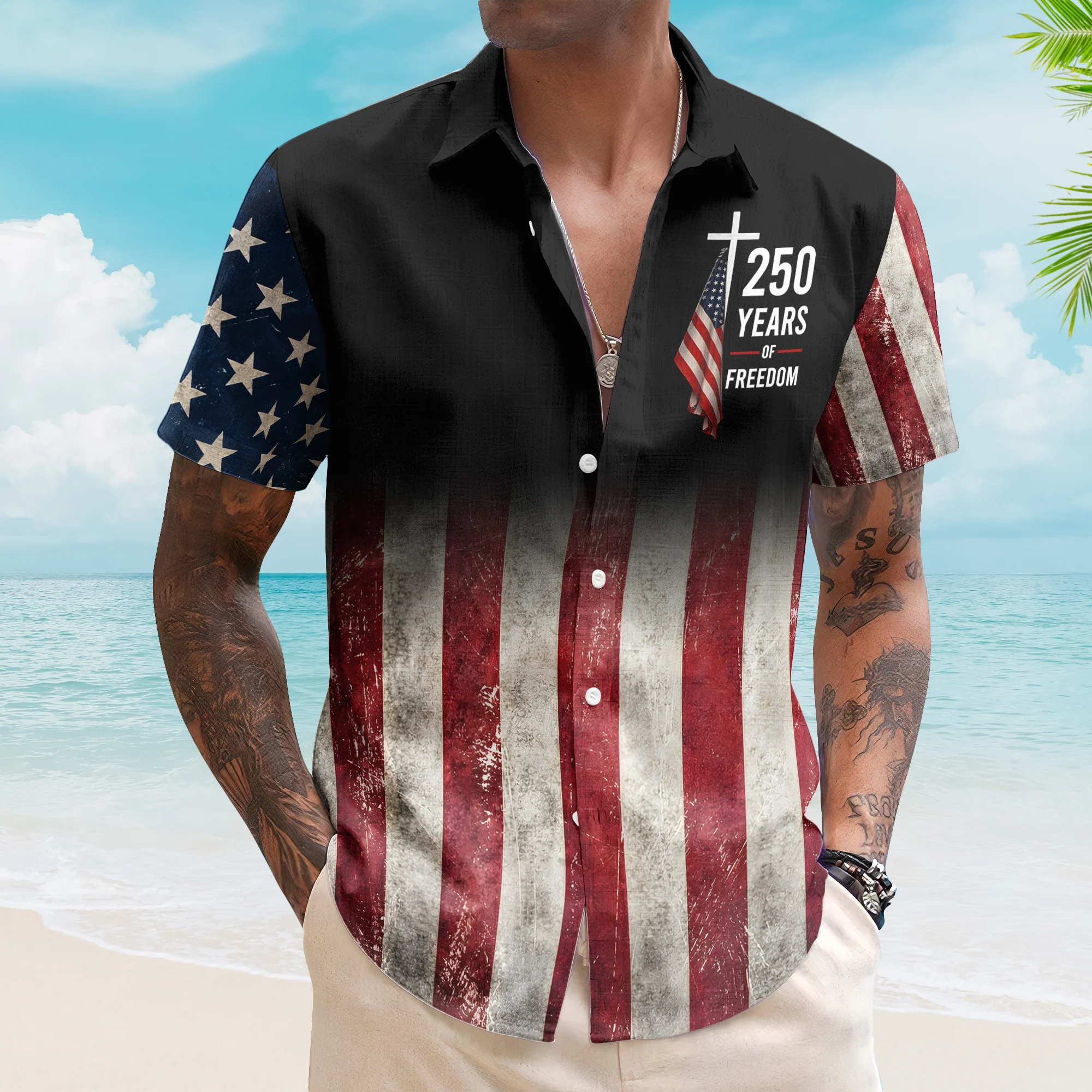250 Years American Flag - Hawaiian Shirt