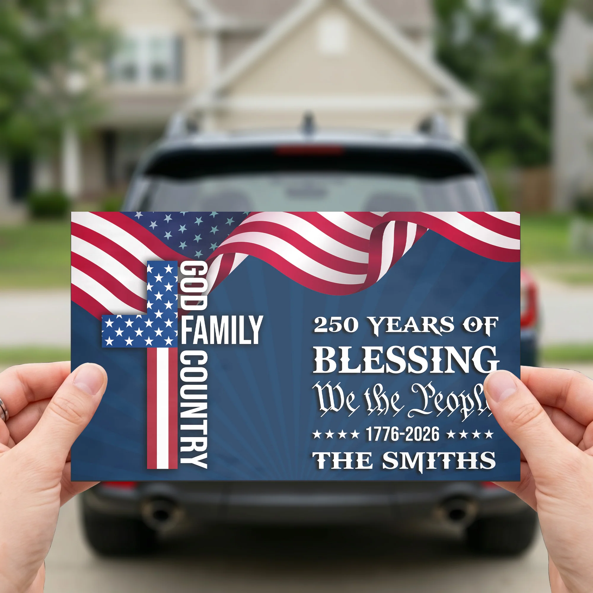250 Years Of Blessing USA Anniversary - Personalized Bumper Sticker - Image 2