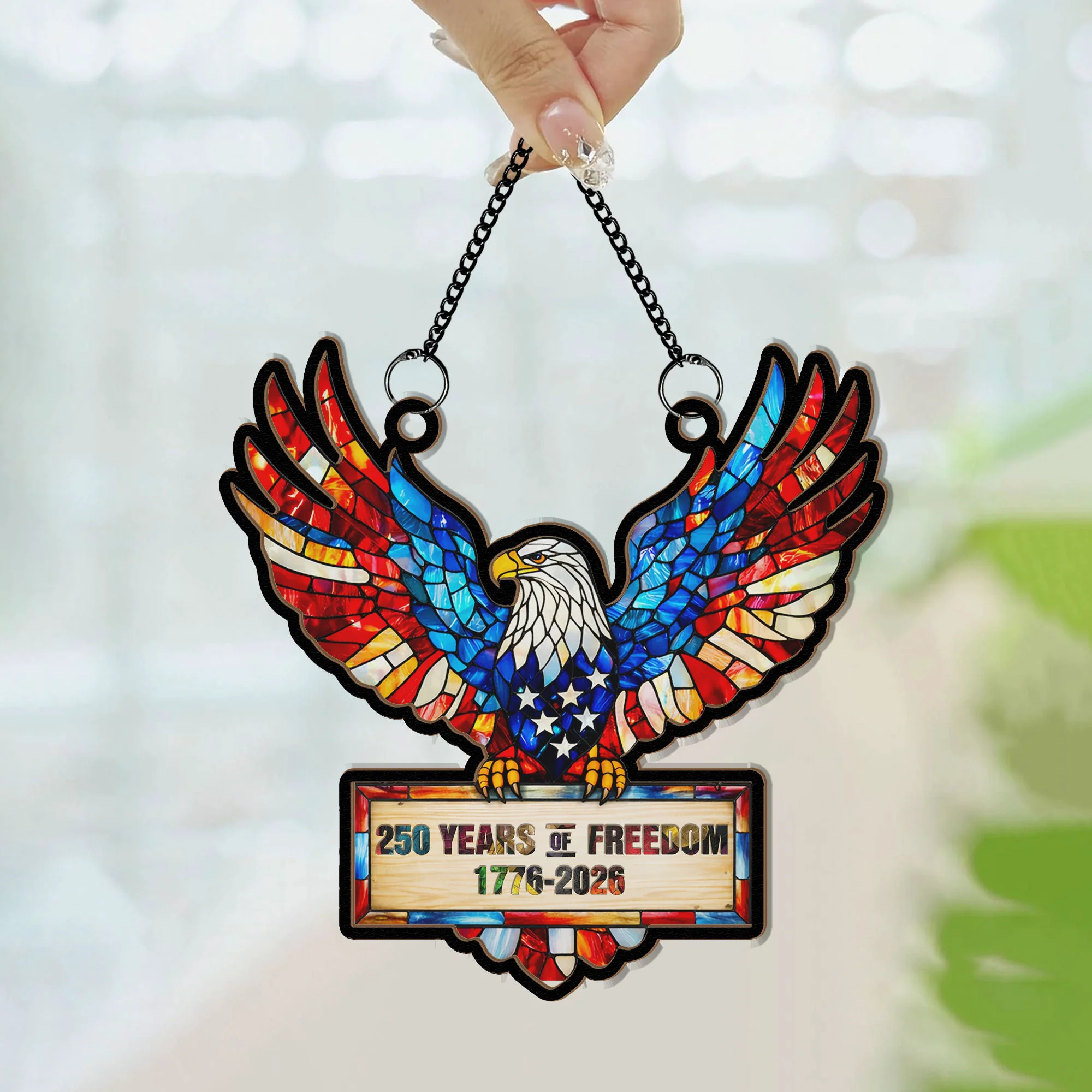 250 Years Of Freedom Eagel Fly High - Window Hanging Suncatcher - Image 3