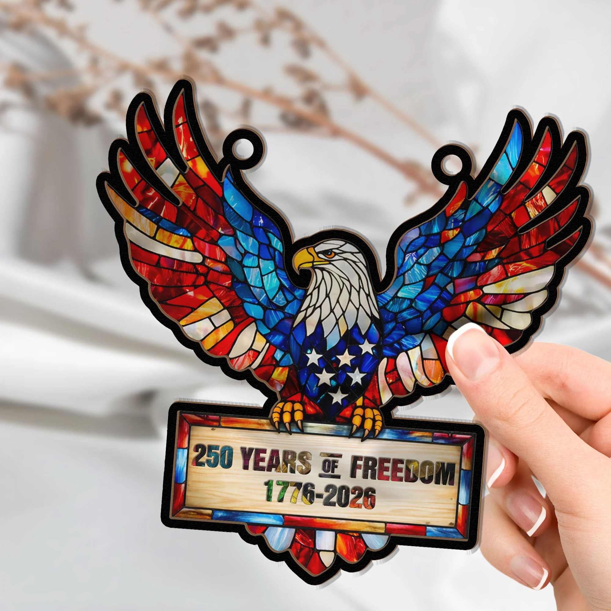 250 Years Of Freedom Eagel Fly High - Window Hanging Suncatcher - Image 4