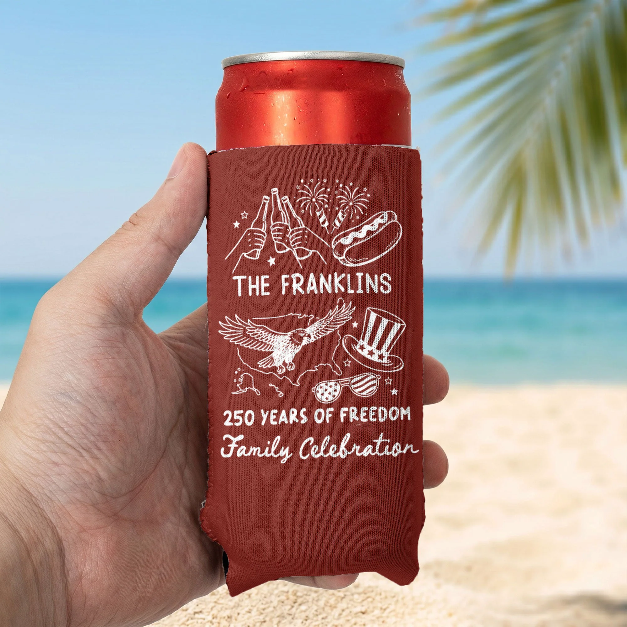 250 Years Of Freedom Family Celebration - Personalized Can Cooler - Image 4
