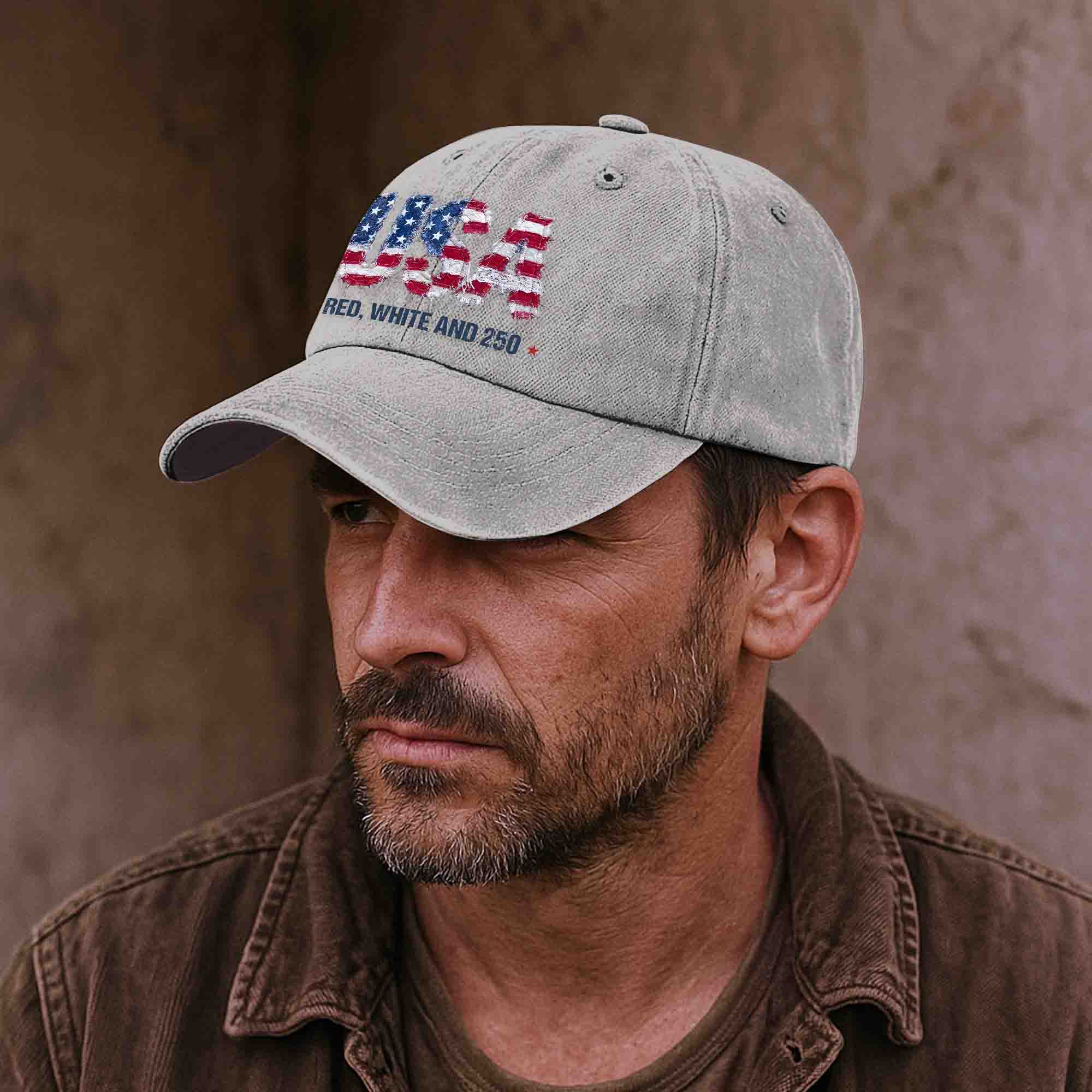 250 Years Of Freedom Faux Pattern Flag - Personalized Cap - Image 4