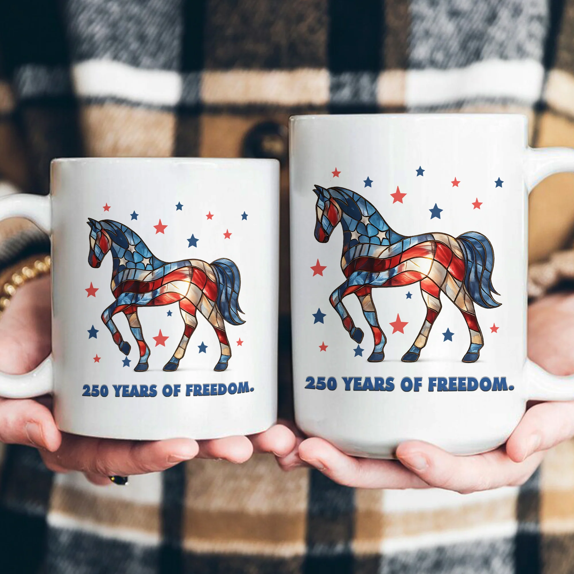 250 Years Of Freedom Horse Lovers Stained Glass Print - Mug - Image 4