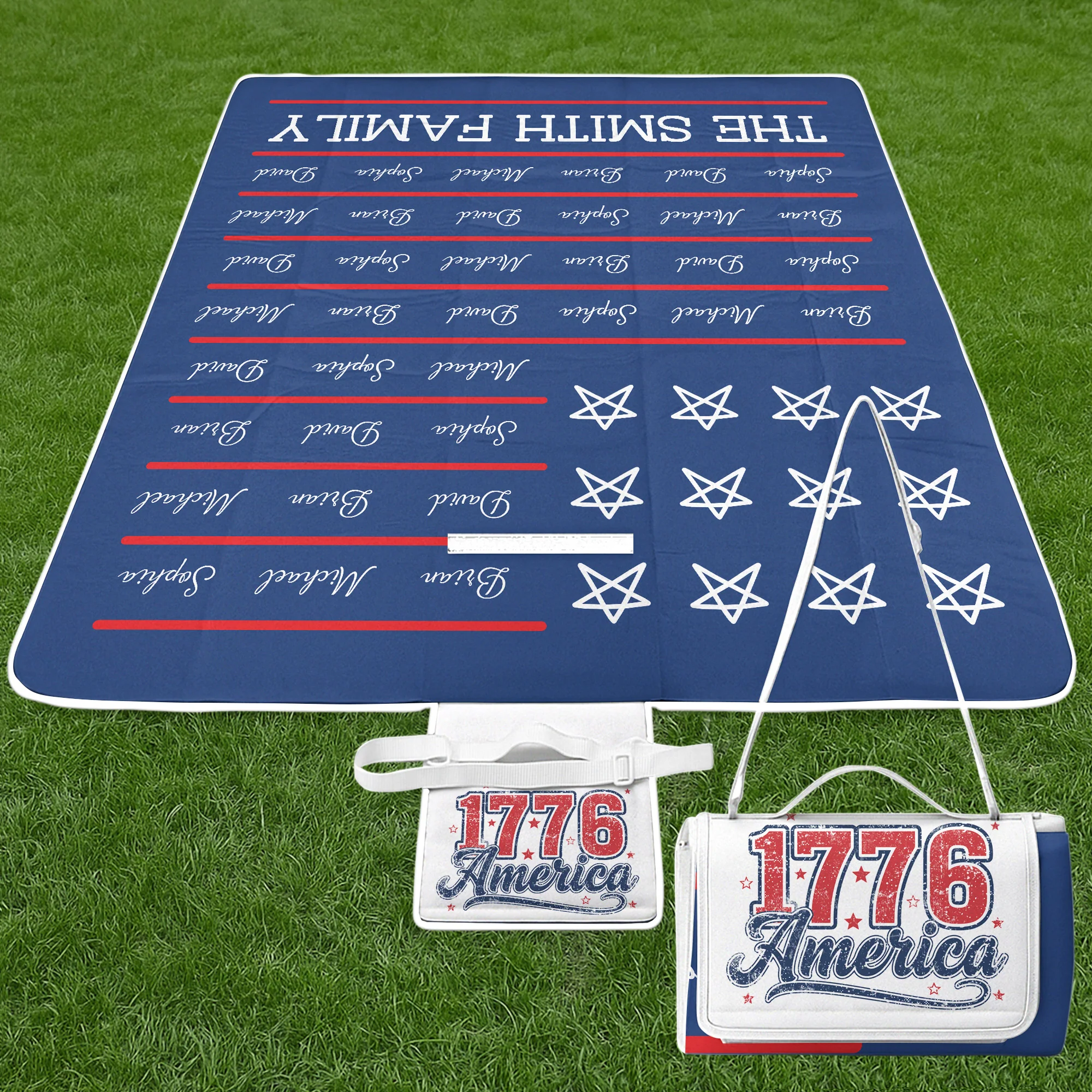 250 Years Of Freedom Patriotic Repeating Name - Personalized Picnic Blanket - Image 2
