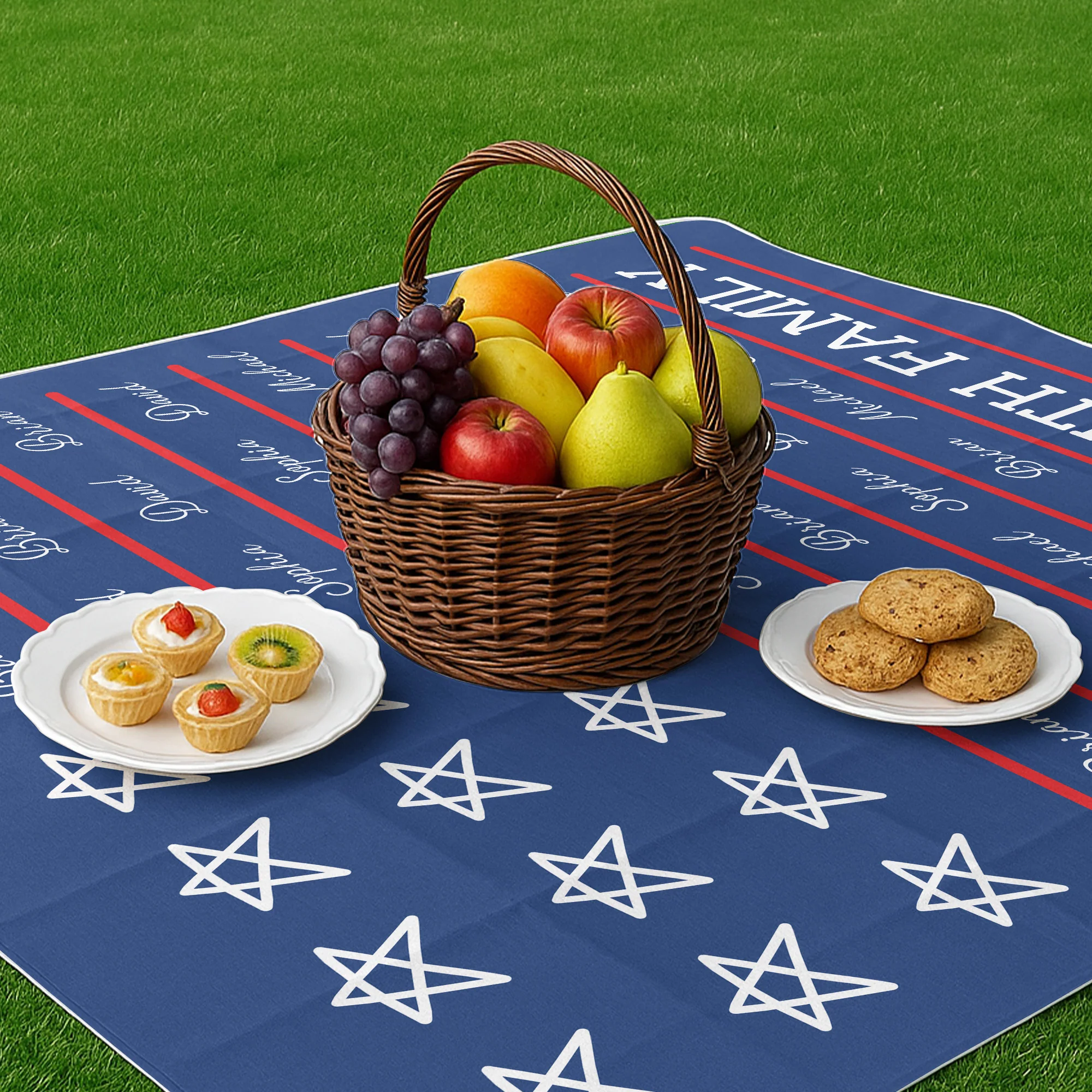 250 Years Of Freedom Patriotic Repeating Name - Personalized Picnic Blanket - Image 3