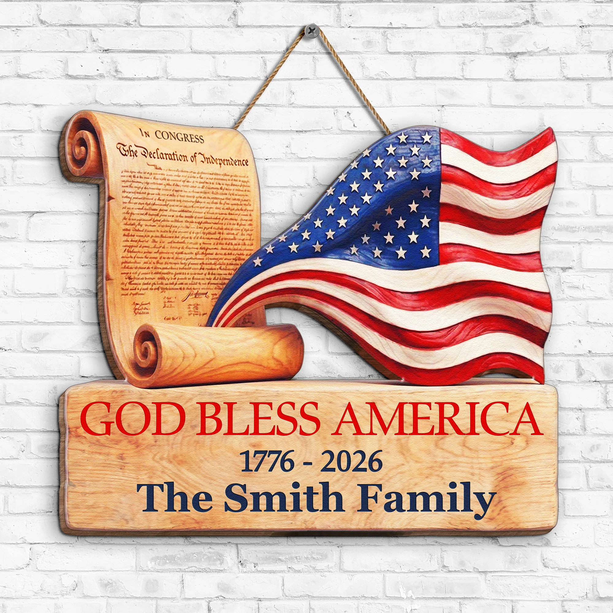 250 Years Of Freedom Patriotic Sign - Personalized Wood Sign - Image 2