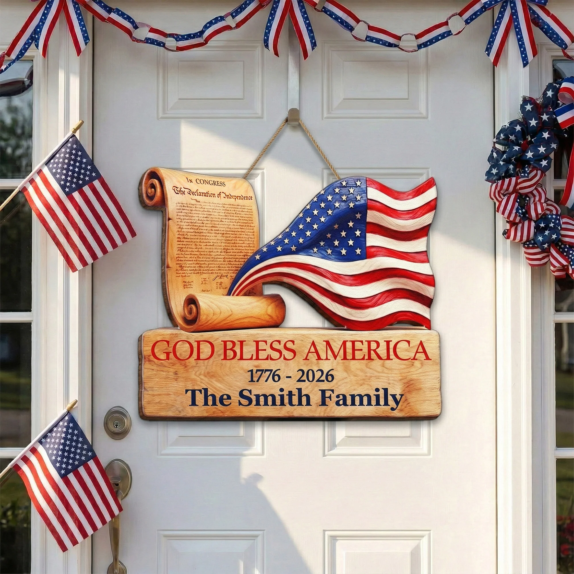 250 Years Of Freedom Patriotic Sign - Personalized Wood Sign - Image 3