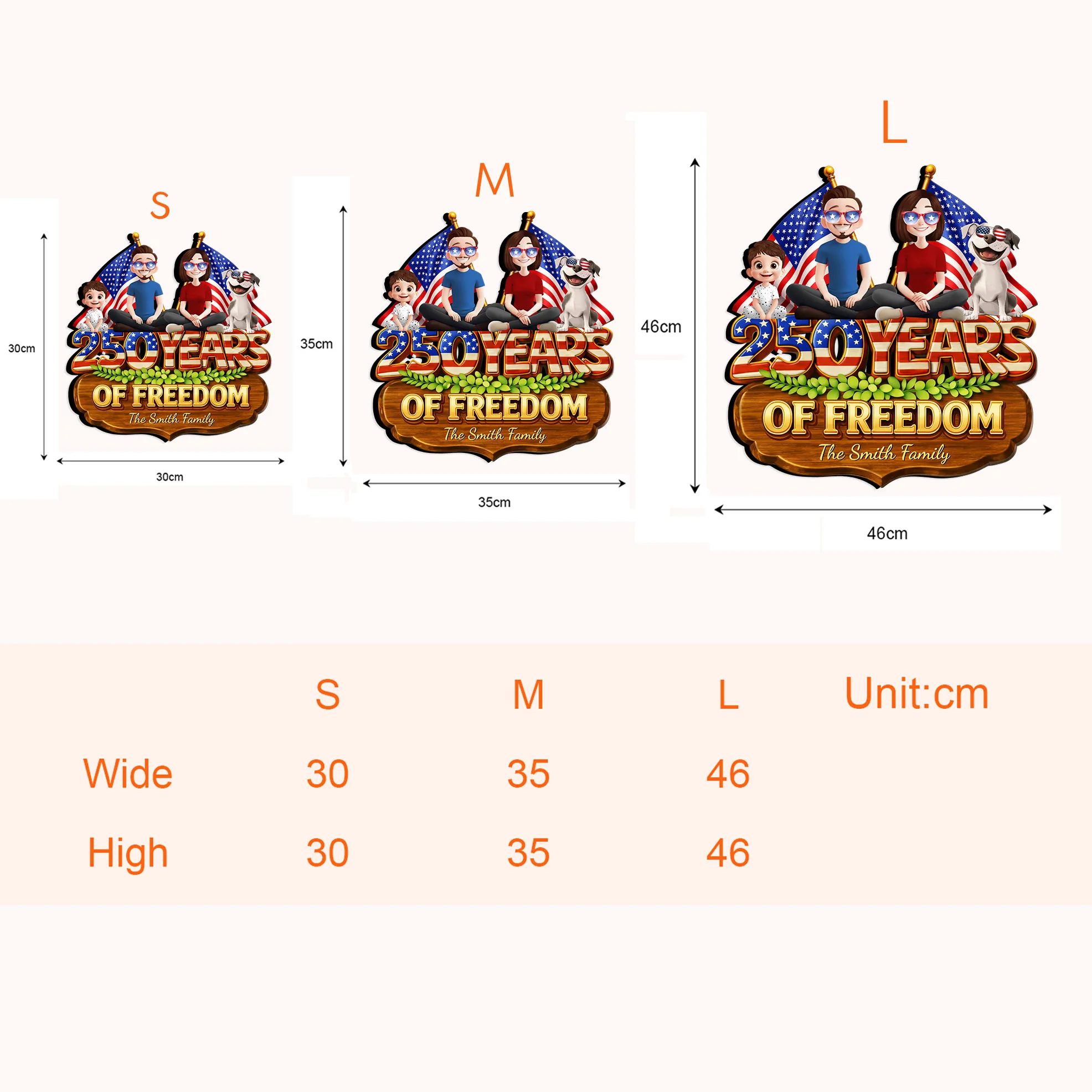 250 Years Of Freedom - Personalized Wood Sign - Image 4