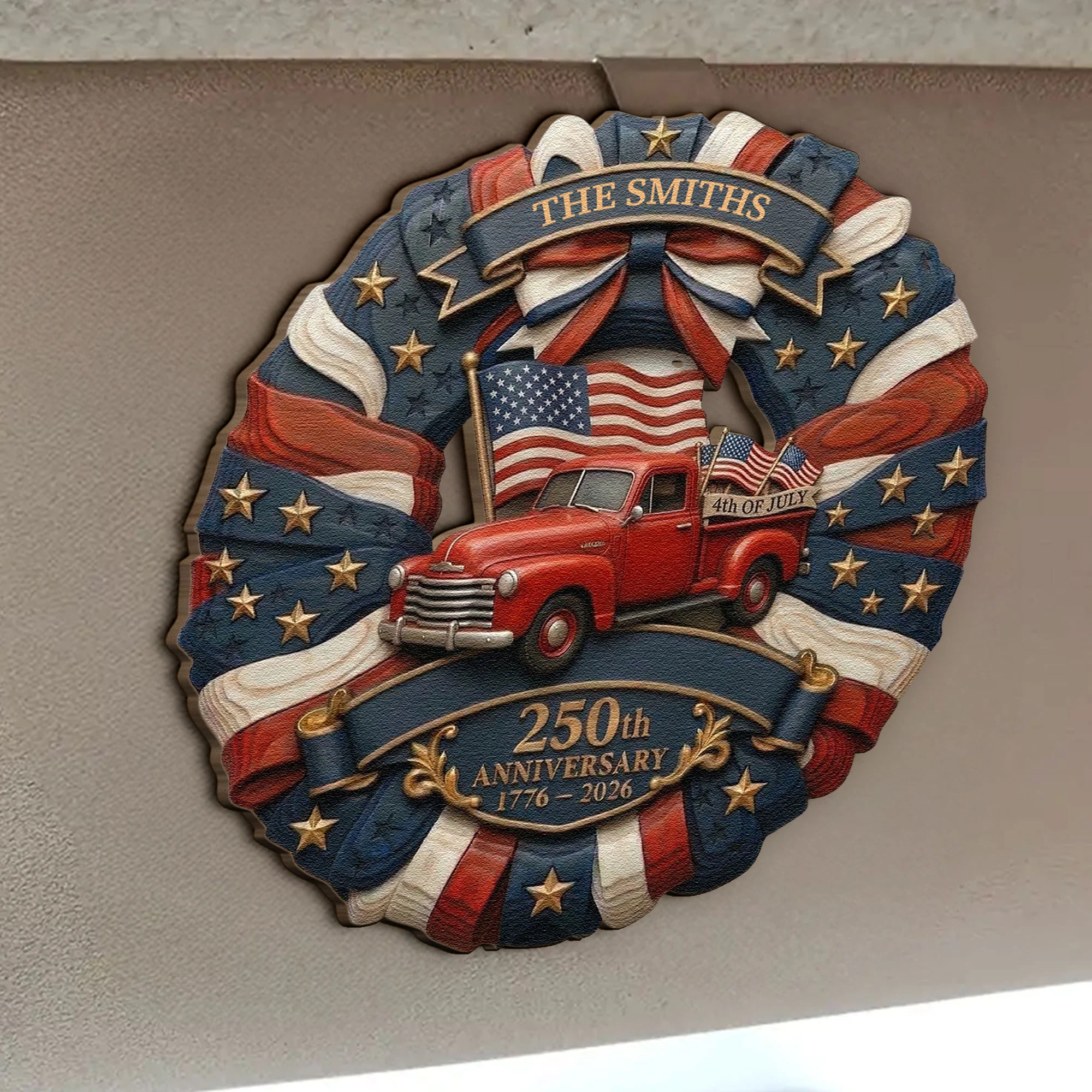 250 Years Of Freedom USA Red Truck - Personalized Car Visor Clip - Image 2