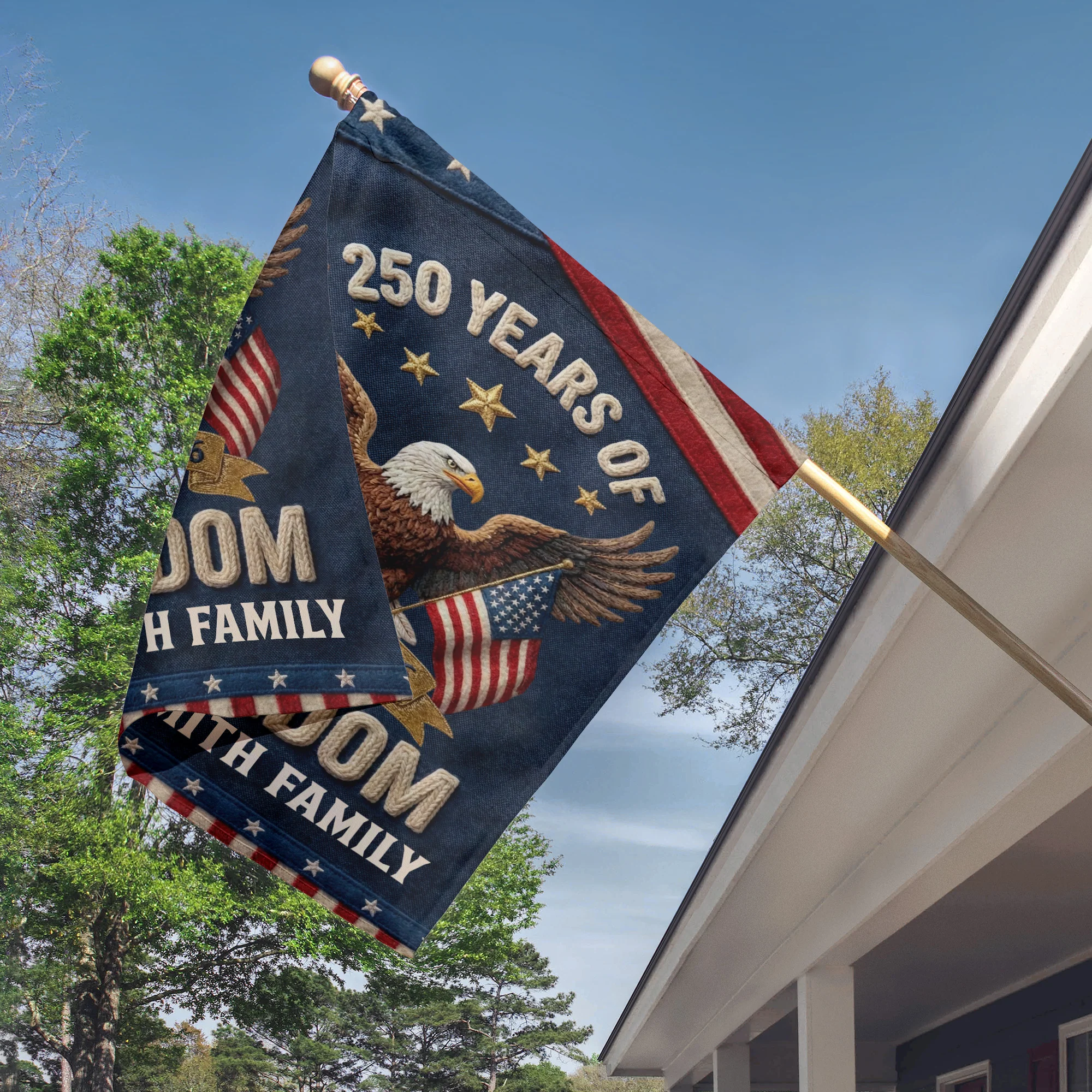 250th Anniversary USA Patriotic Faux Pattern - Personalized Flag - Image 3