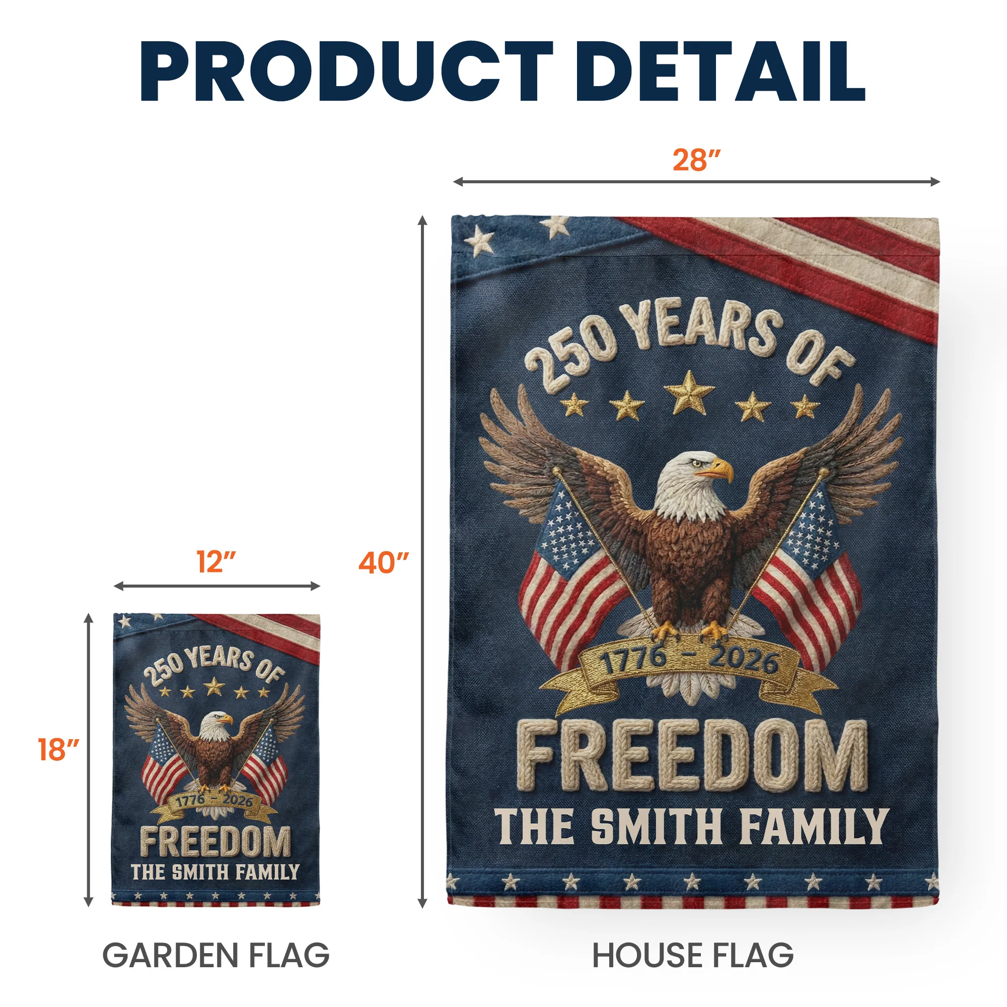 250th Anniversary USA Patriotic Faux Pattern - Personalized Flag - Image 7