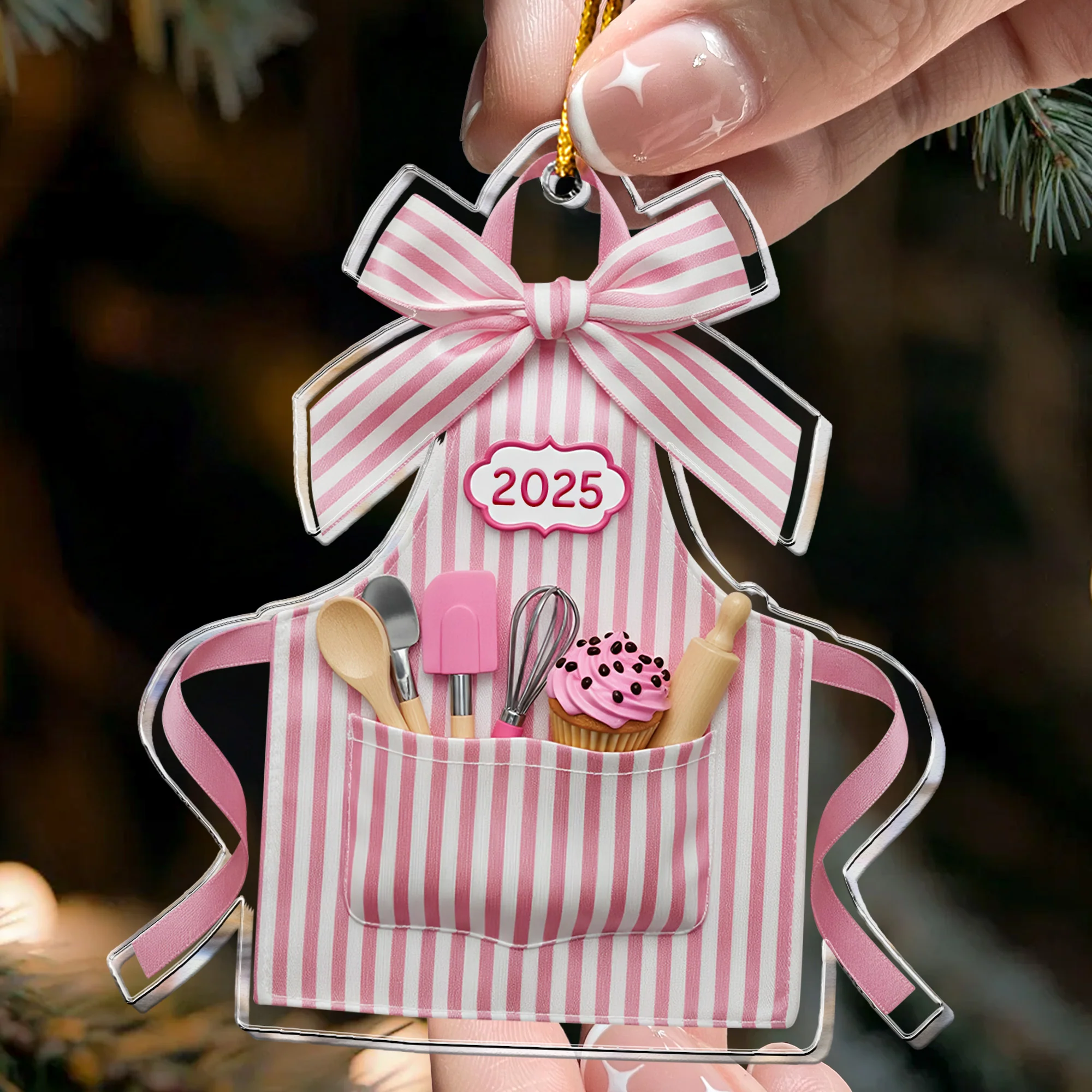 2D Flated Baker Christmas Gifts - Acrylic Ornament - Image 2