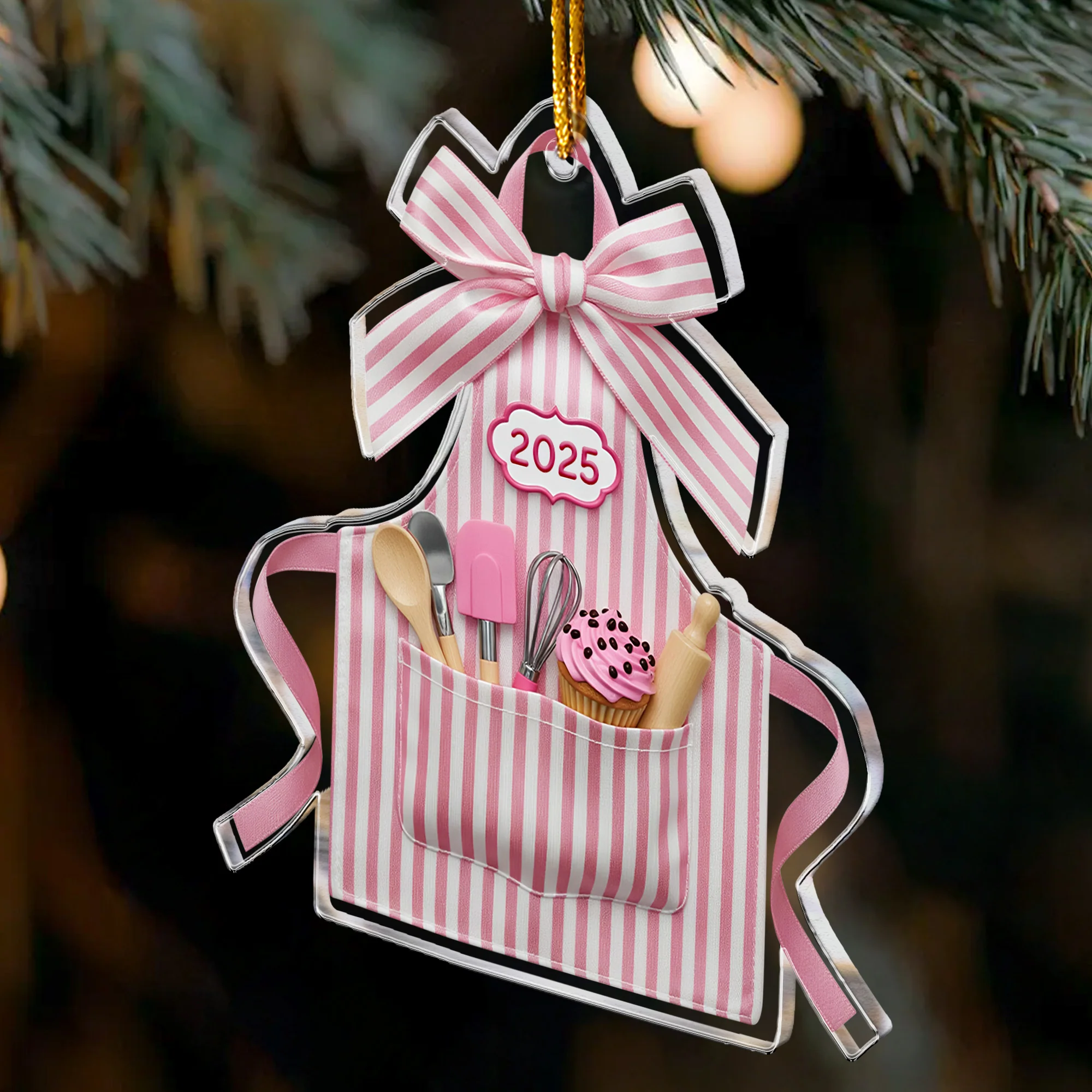 2D Flated Baker Christmas Gifts - Acrylic Ornament - Image 3