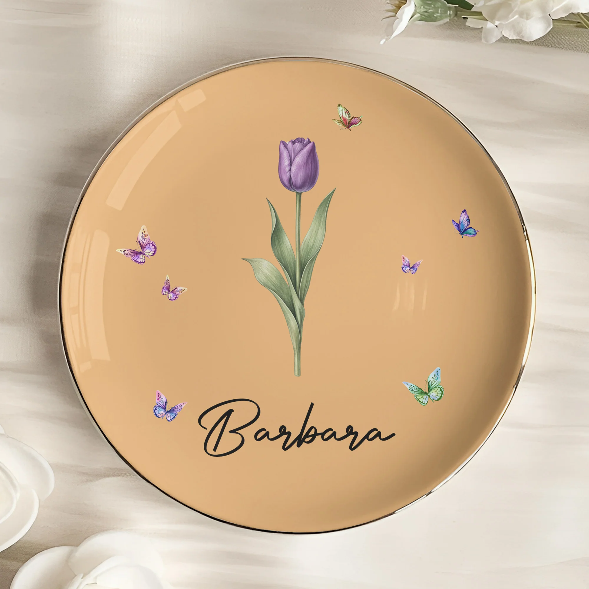 365 Birth Flower Self Gift - Personalized Jewelry Dish - Image 3