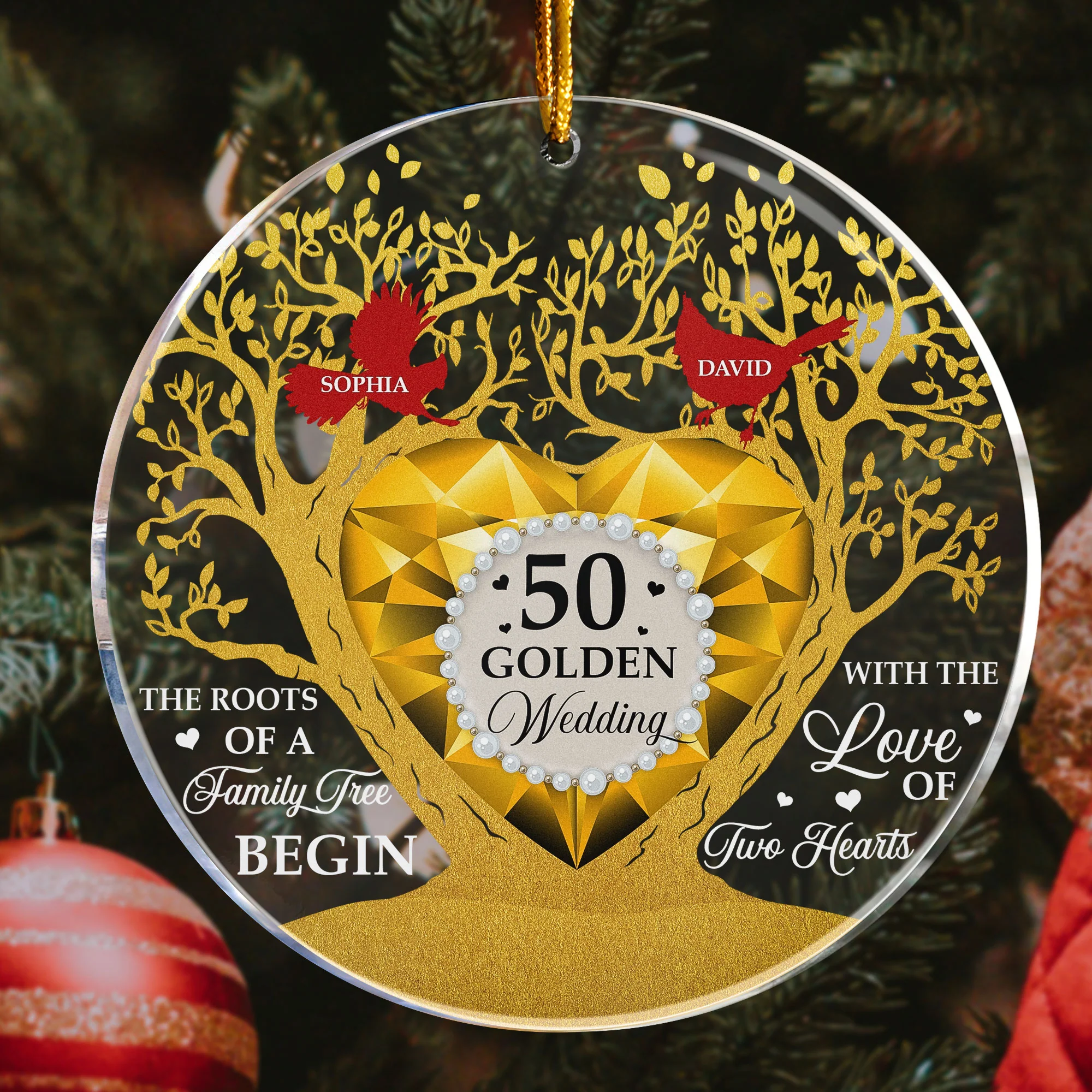 50 Golden Wedding - Personalized Acrylic Ornament - Image 2
