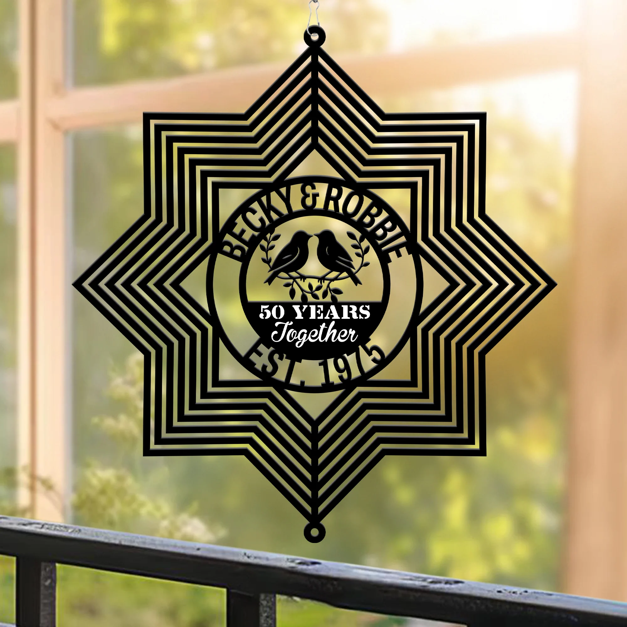 50th Anniversary Gift For Him, Her Custom Name & Year - Personalized Wind Spinner - Image 2