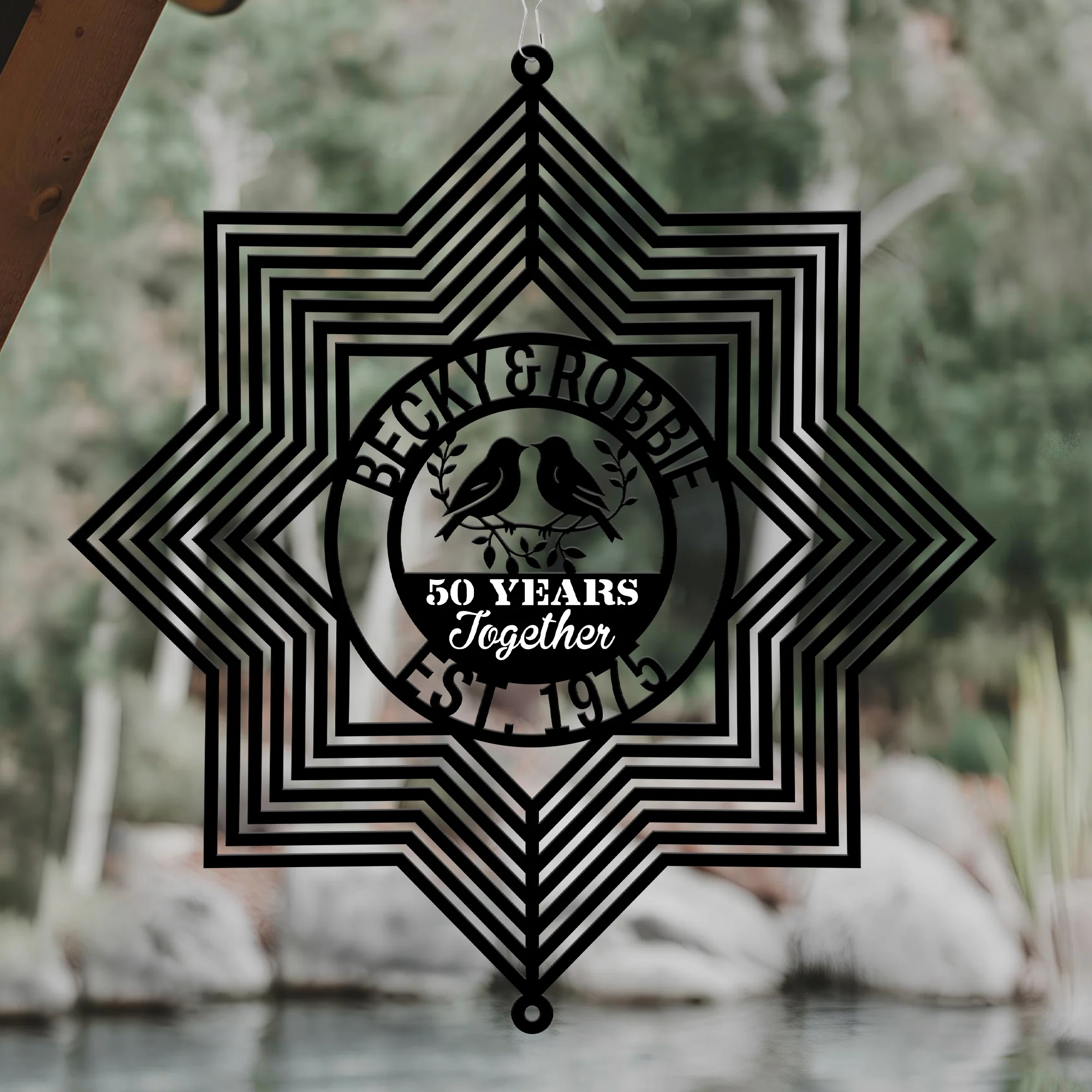 50th Anniversary Gift For Him, Her Custom Name & Year - Personalized Wind Spinner - Image 3