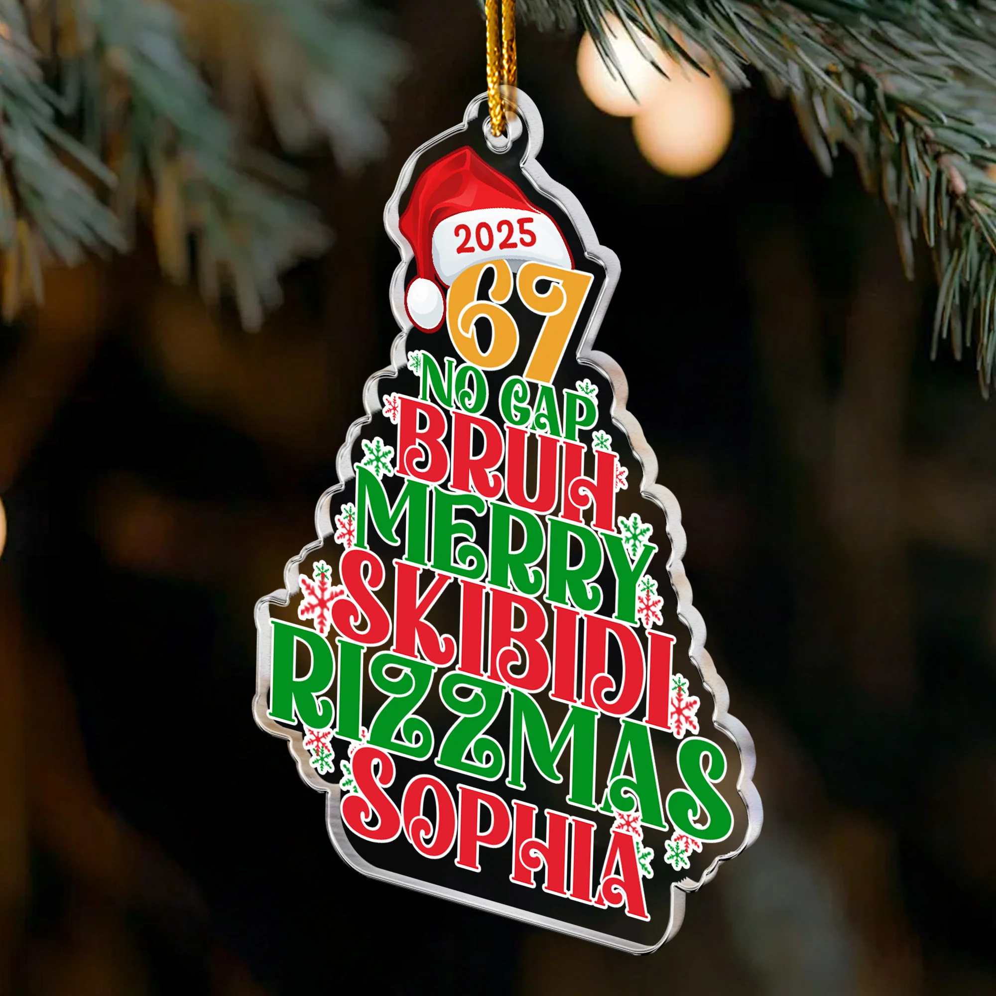 67 Bruh 2025 Slang - Personalized Acrylic Ornament - Image 3