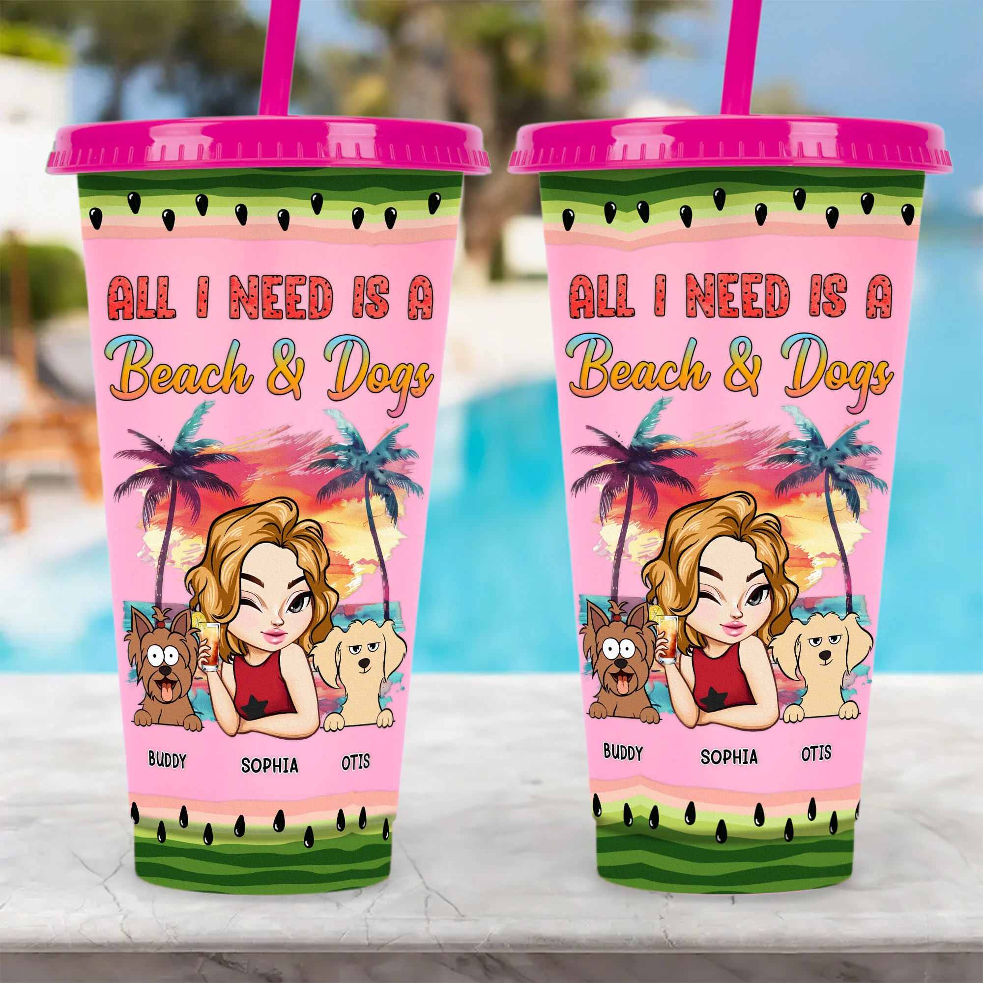 A Beach And Dogs - Personalized Color Changing Cup - Image 4