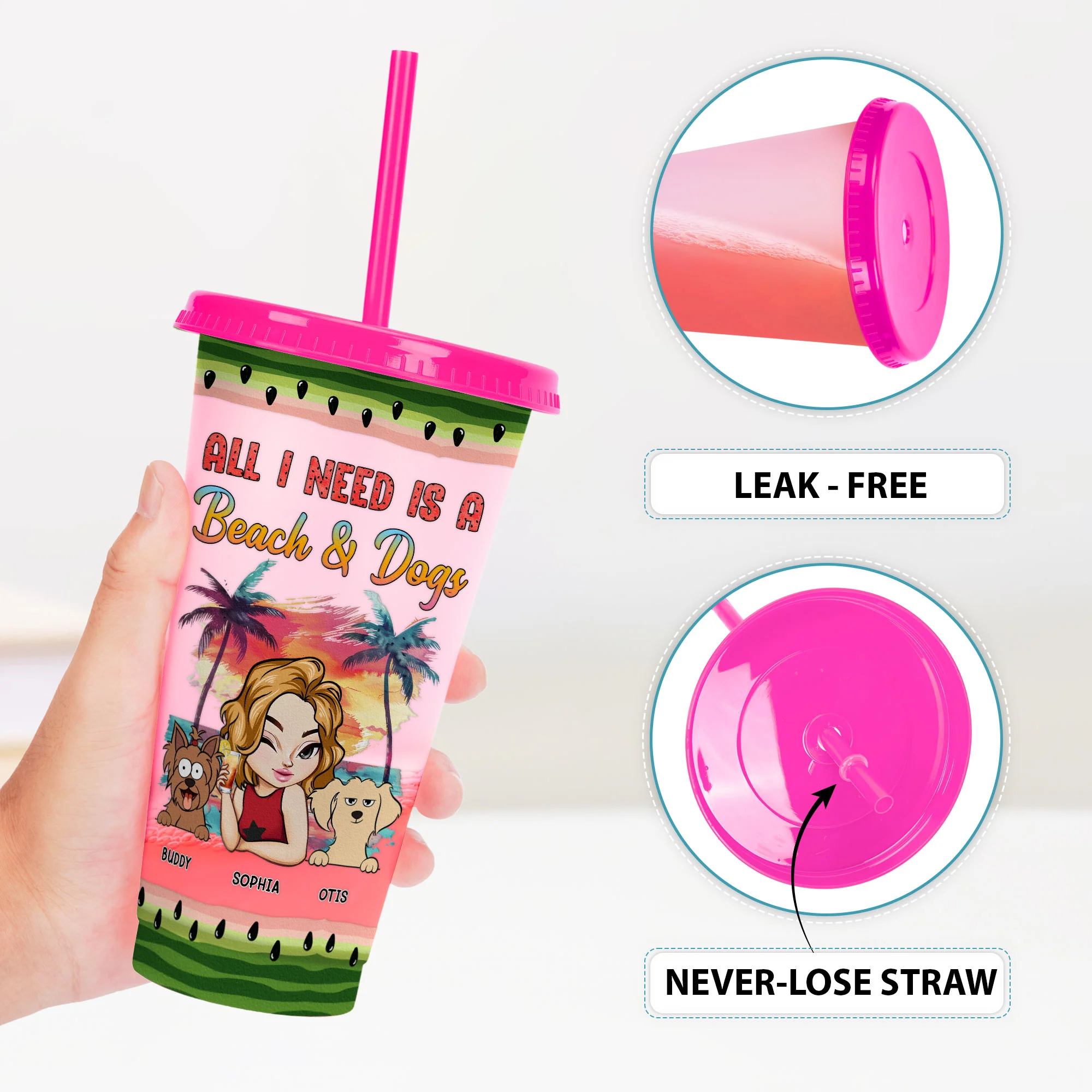 A Beach And Dogs - Personalized Color Changing Cup - Image 5
