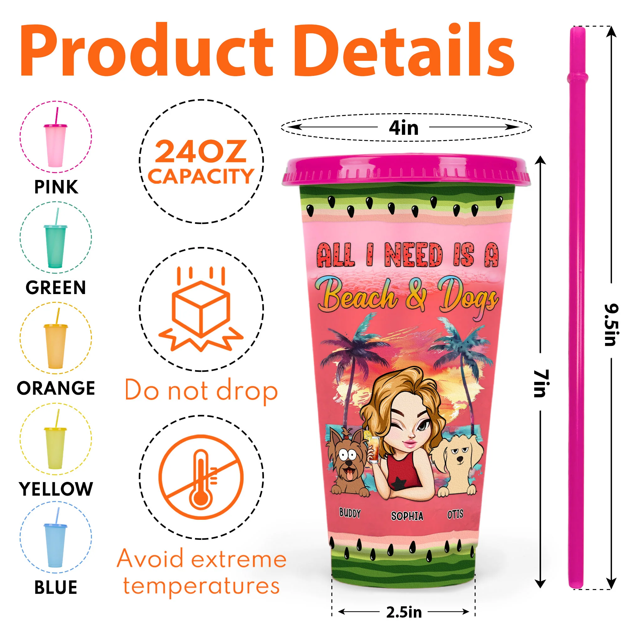 A Beach And Dogs - Personalized Color Changing Cup - Image 7