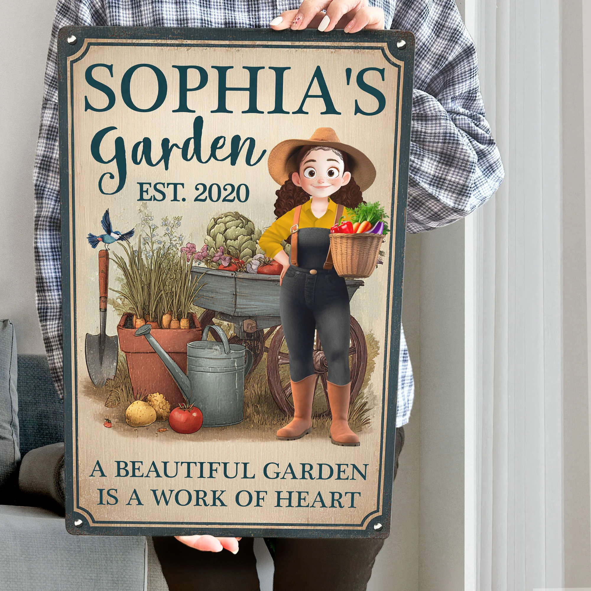 A Beautiful Garden Is A Work Of Heart - Personalized Metal Sign - Image 2