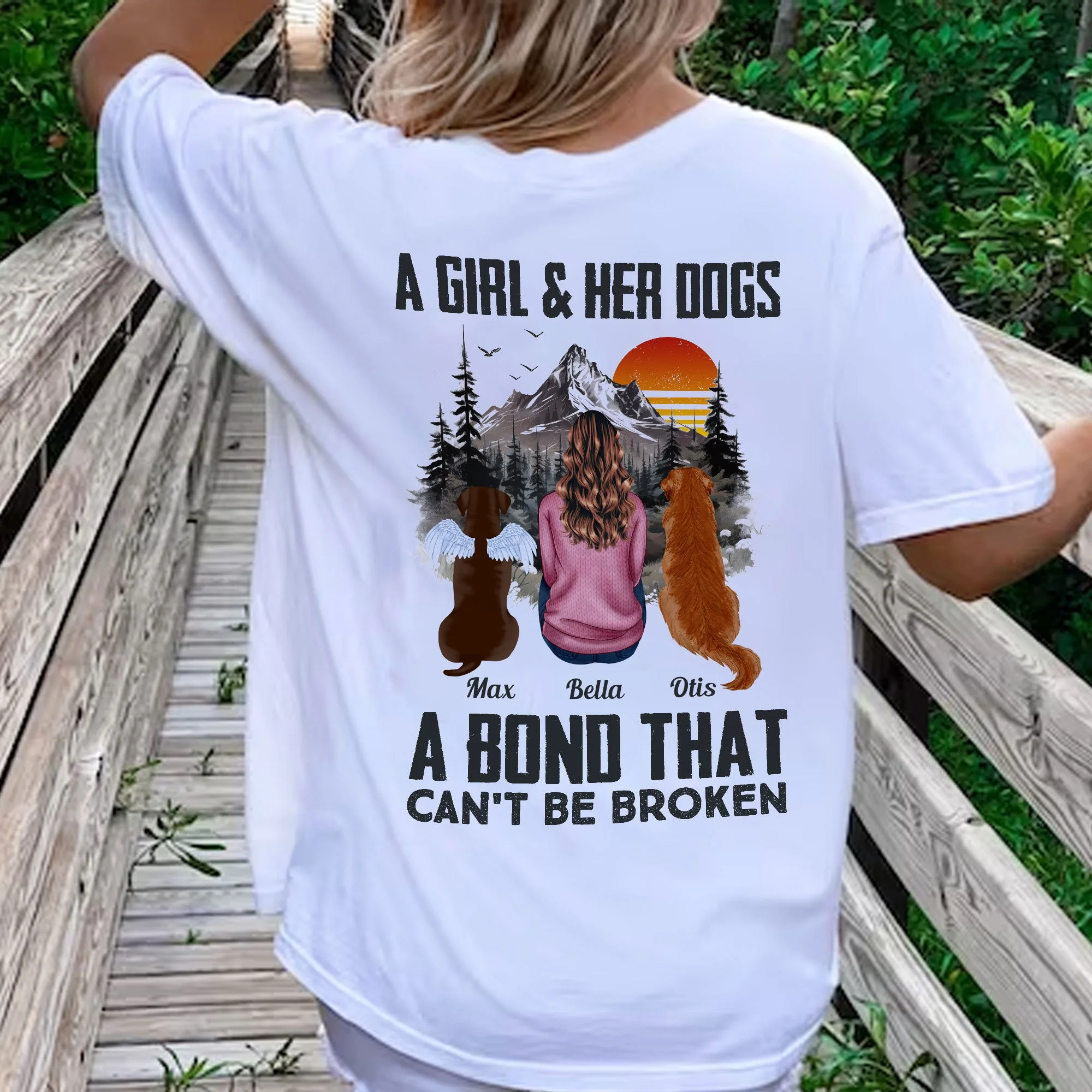 A Bond Between A Girl & Her Dog - Personalized Back Printed Shirt - Image 2