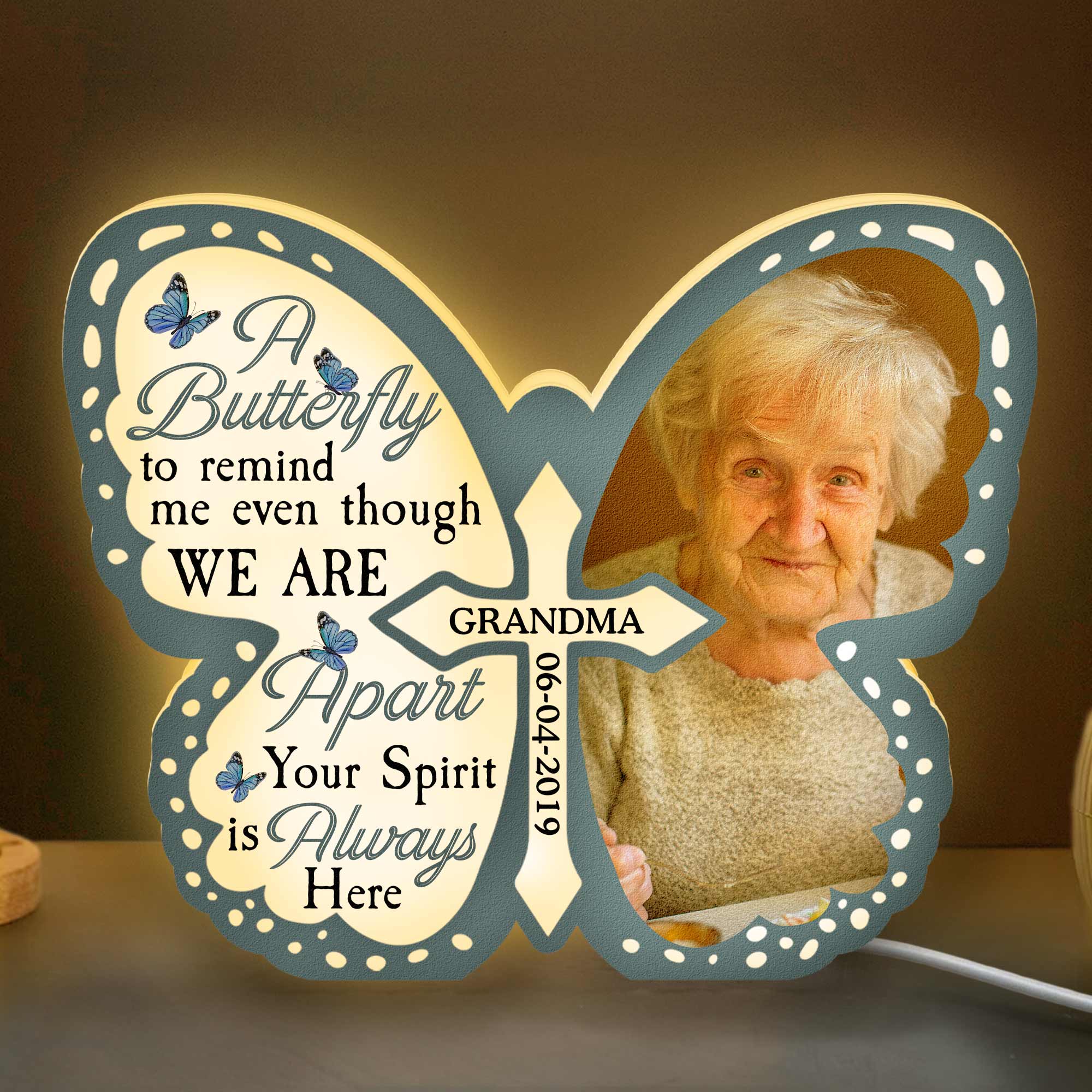 A Butterfly To Remind Me - Personalized Photo Light Box - Image 2