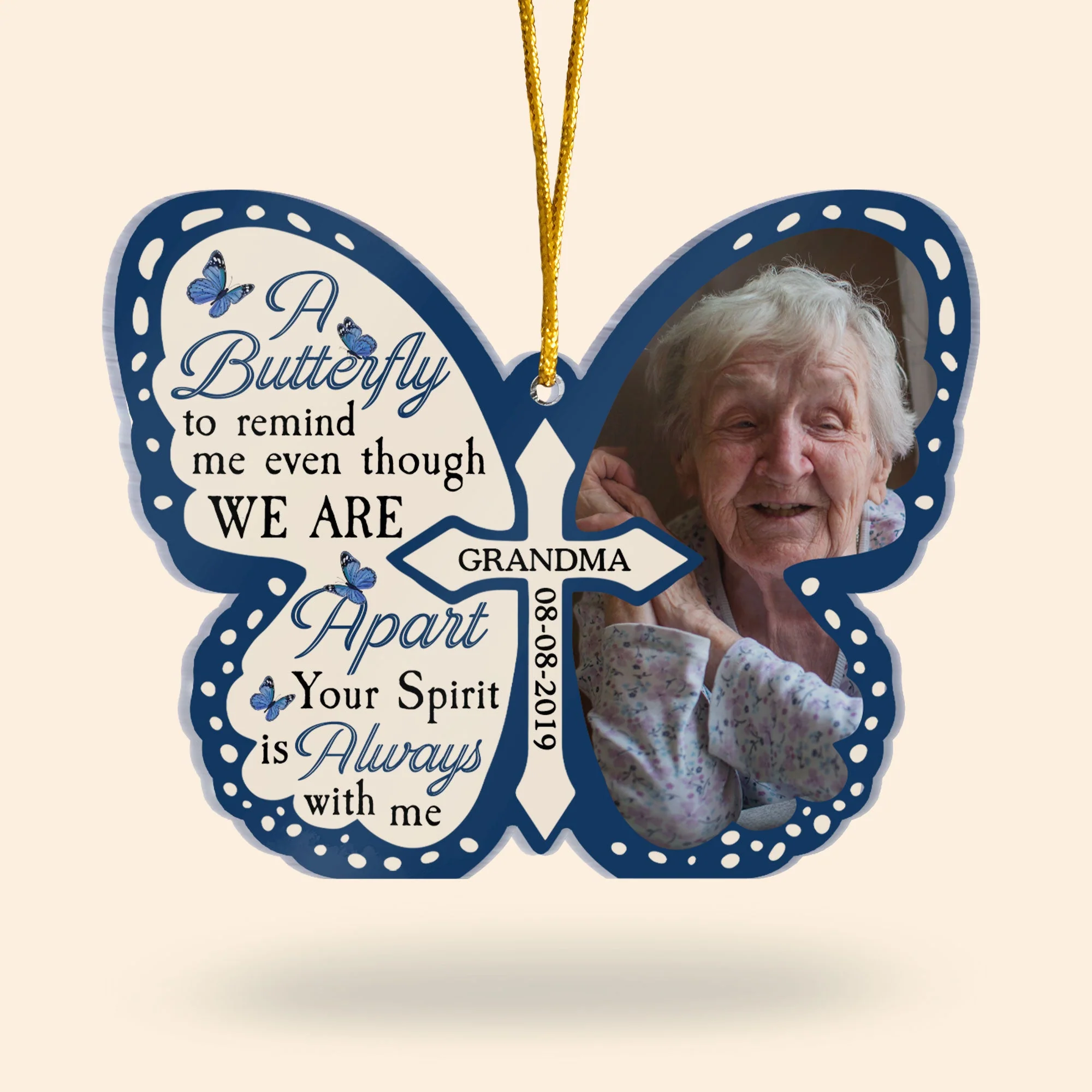 A Butterfly To Remind Me You're Always Here - Personalized Custom Shaped Acrylic Ornament - Image 2