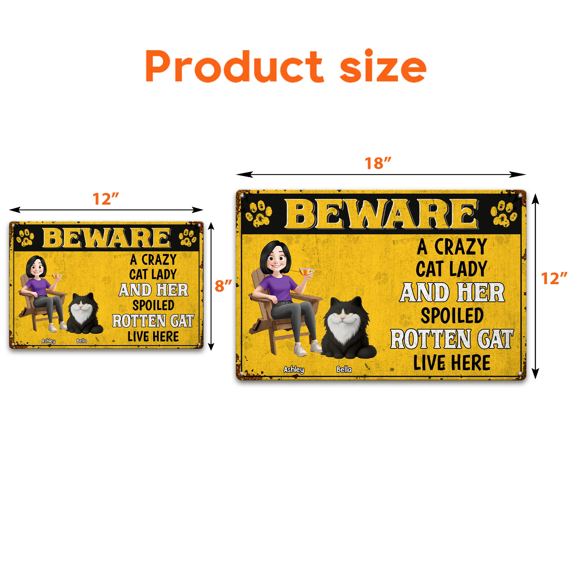 A Crazy Cat Lady & Her Spoiled Rotten Cats Live Here - Personalized Metal Sign - Image 6