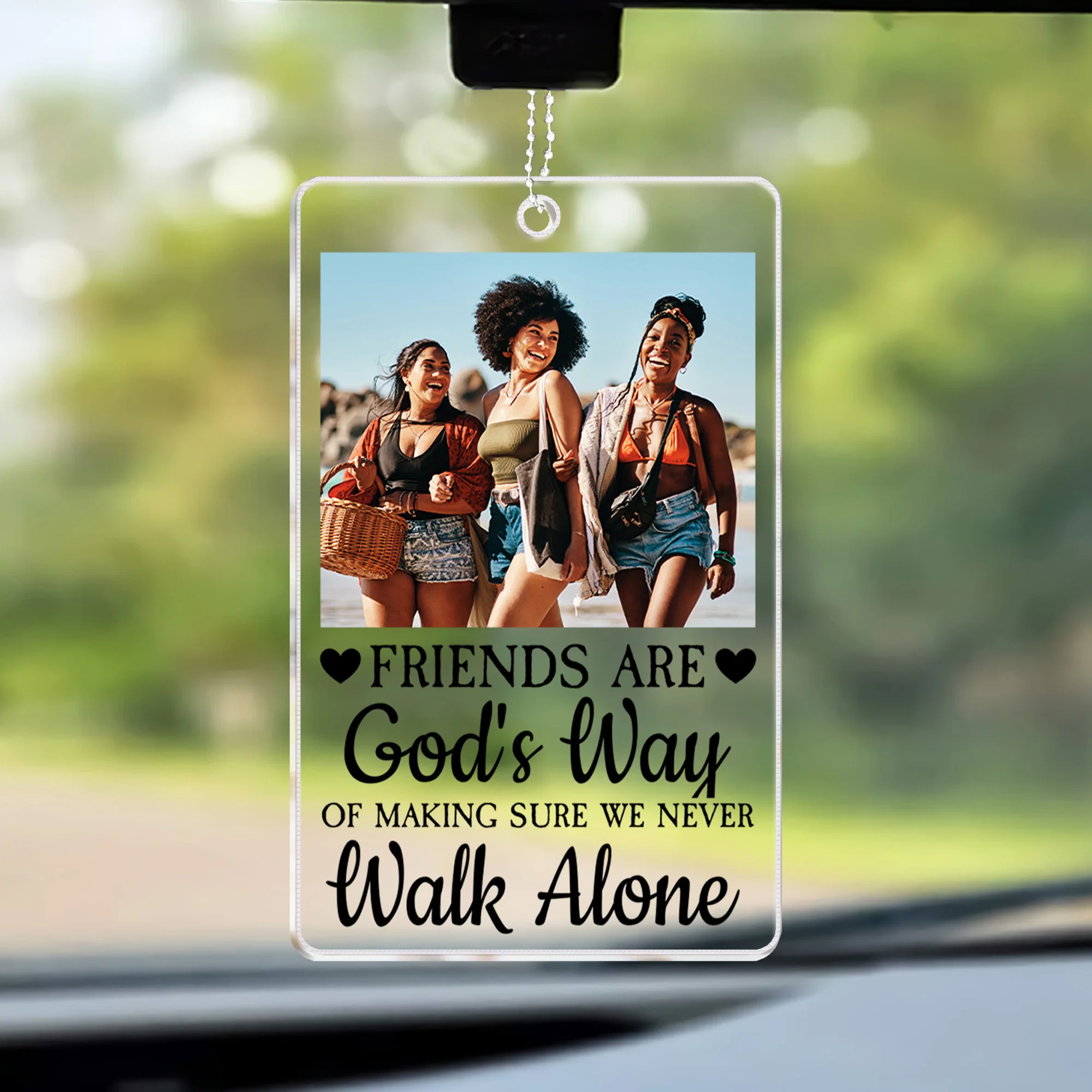 A Friend Is God's Way Of God - Personalized Acrylic Photo Keychain Set - Image 4