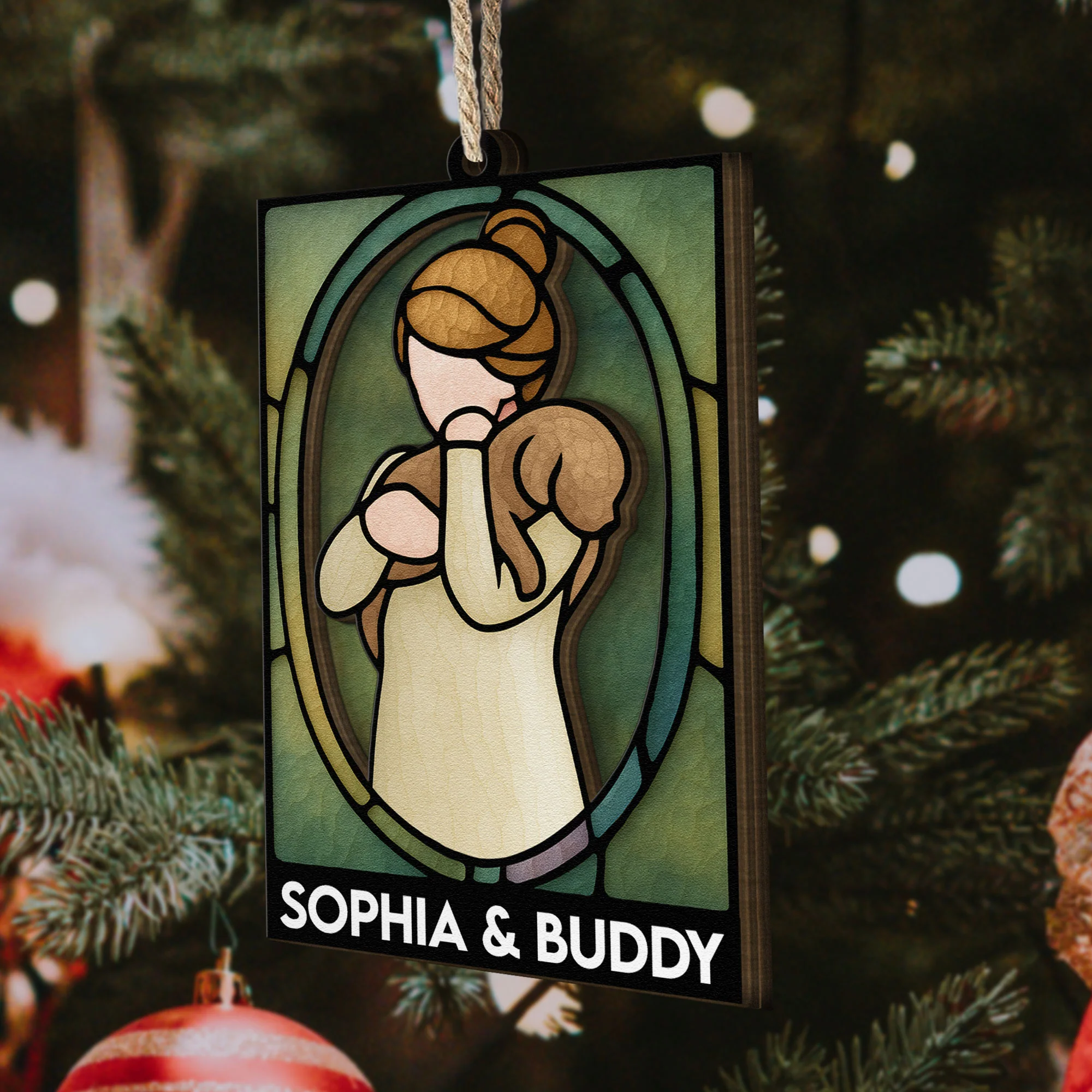 A Girl And Her Dog - A Bond Can't Be Broken - Personalized Wooden Ornament - Image 2