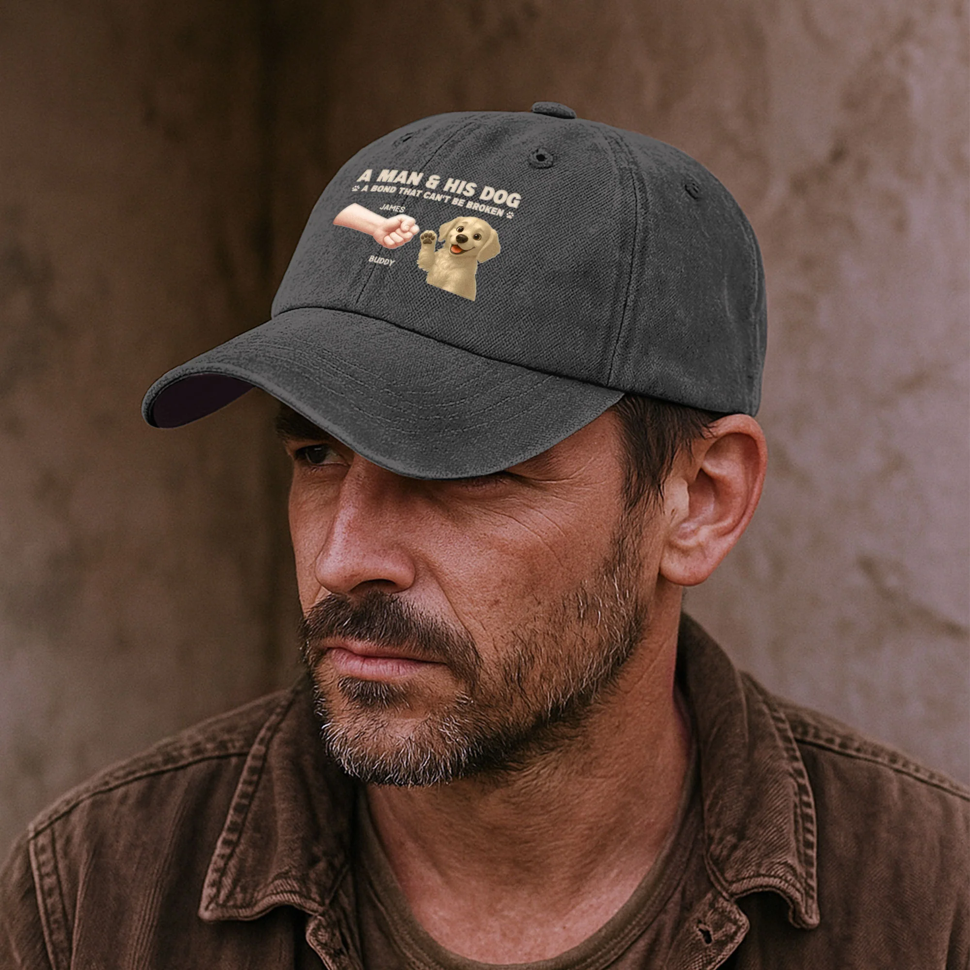 A Girl And Her Dog - A Bond That Can't Be Broken - Personalized Distressed Denim Cap - Image 4