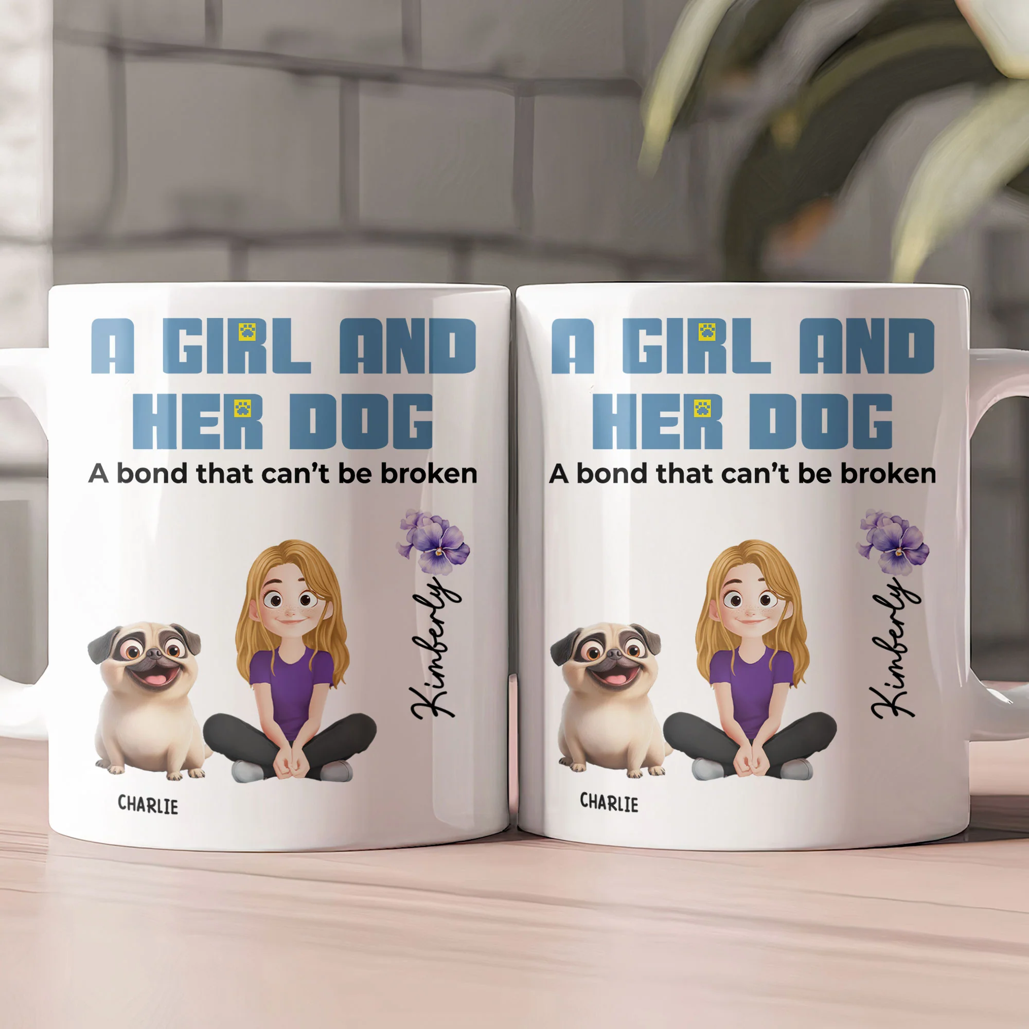 A Girl And Her Dog A Bond That Can't Be Broken - Personalized Mug - Image 2