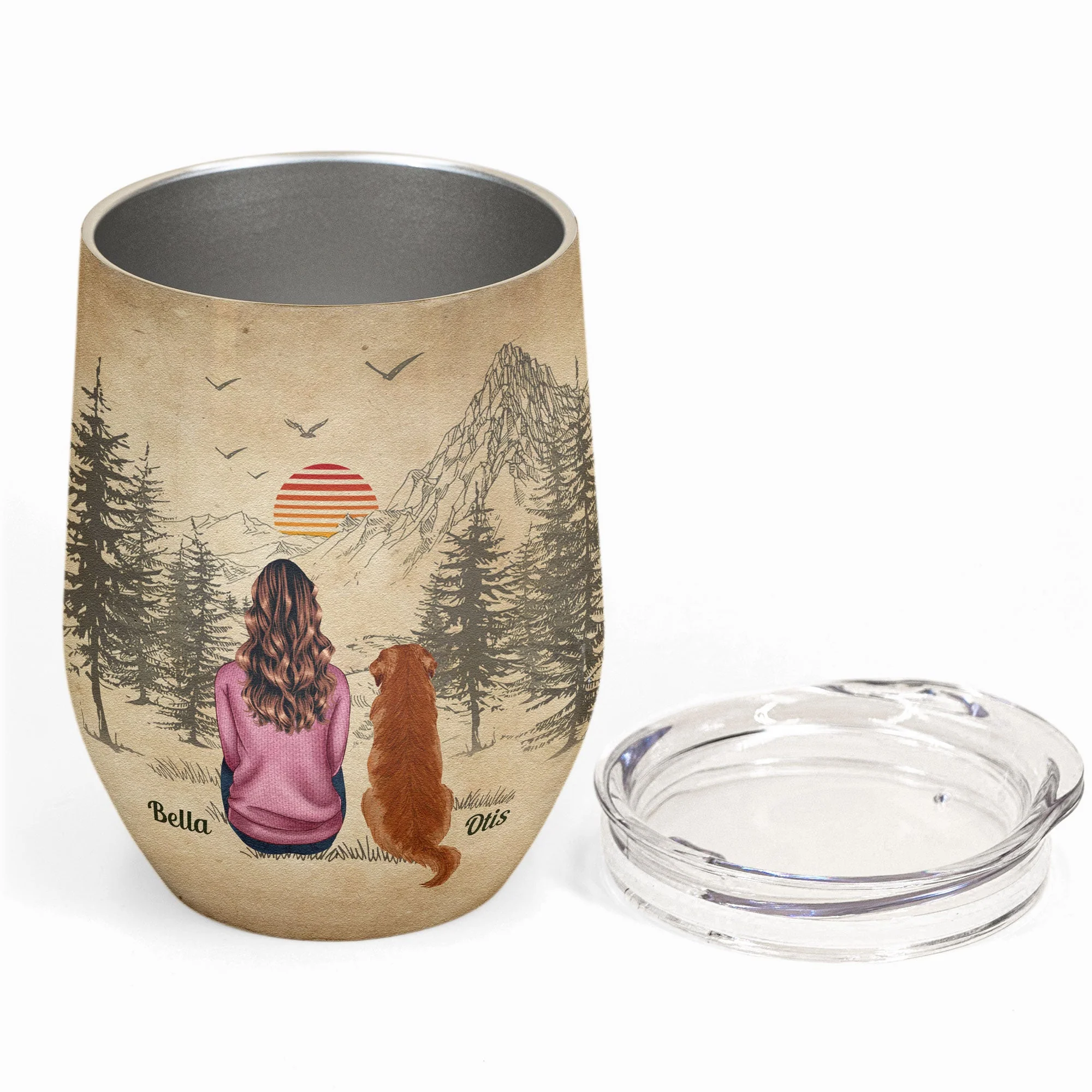 A Girl And Her Dog - Personalized Wine Tumbler - Image 2