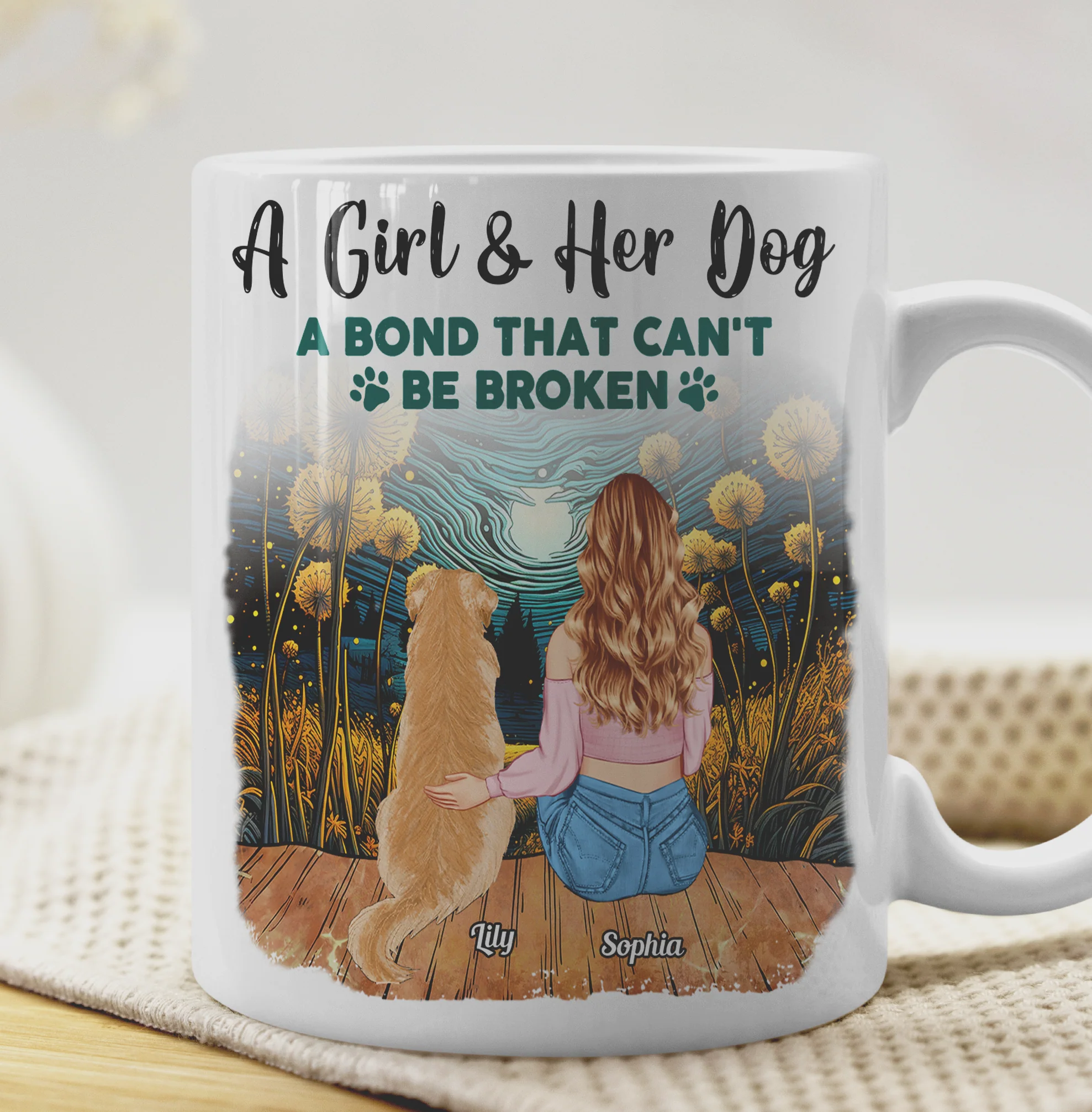 A Girl And Her Dog Unbreakable Bond - Personalized Mug - Image 2
