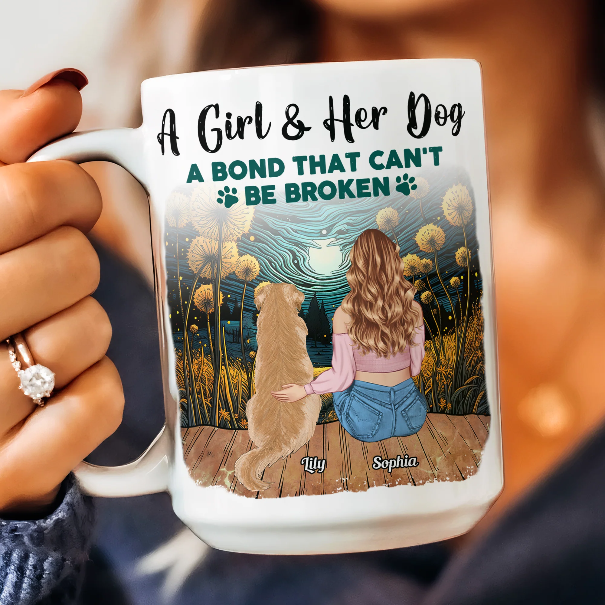 A Girl And Her Dog Unbreakable Bond - Personalized Mug - Image 3