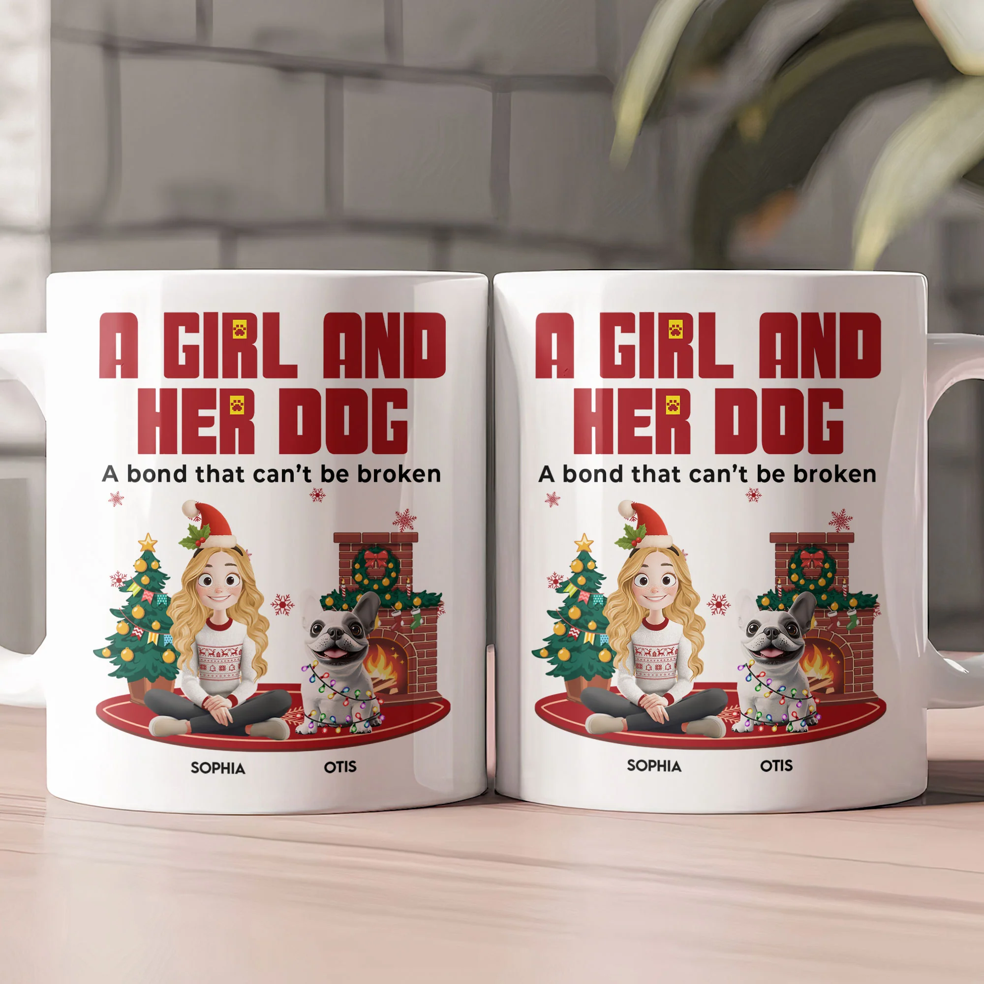 A Girl And Her Dog - Xmas Version - Personalized Mug - Image 2