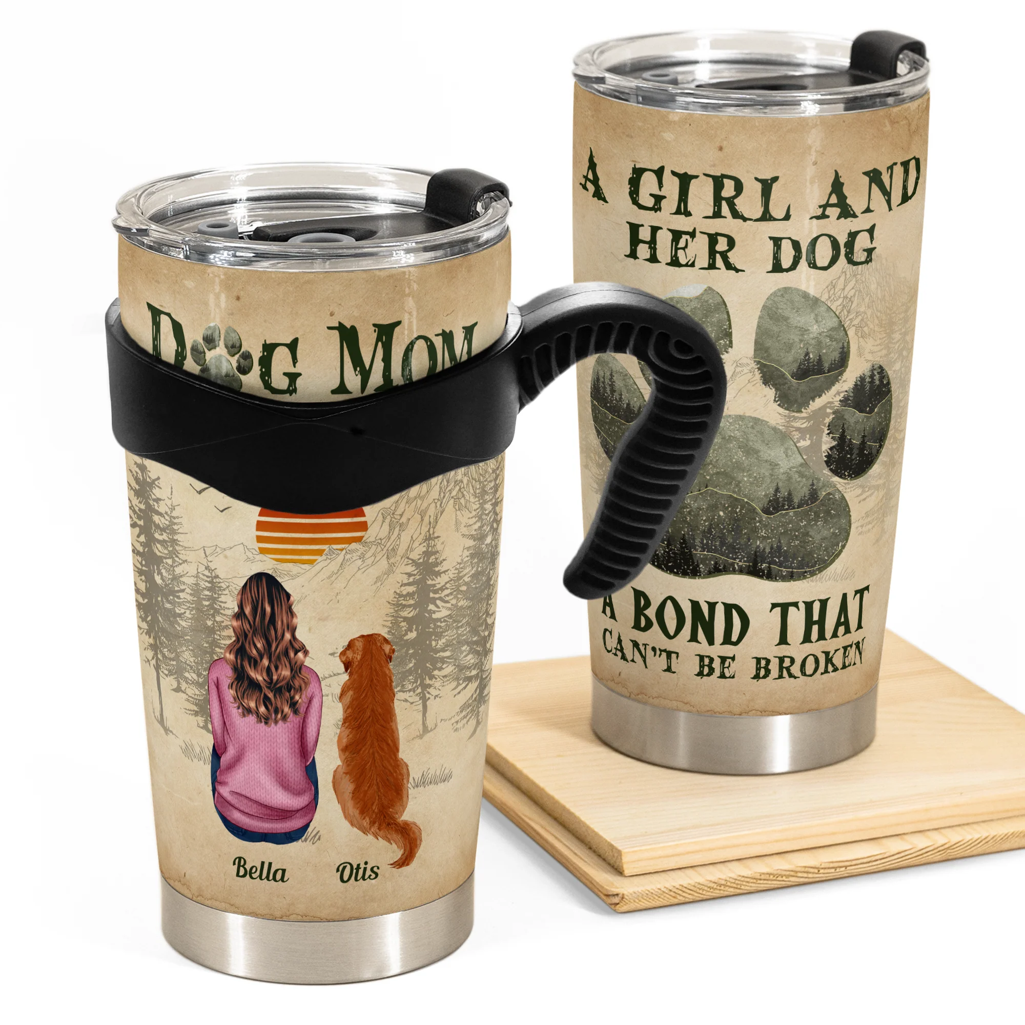 A Girl And Her Dogs Unbreakable Bond - Personalized Tumbler Cup - Image 2