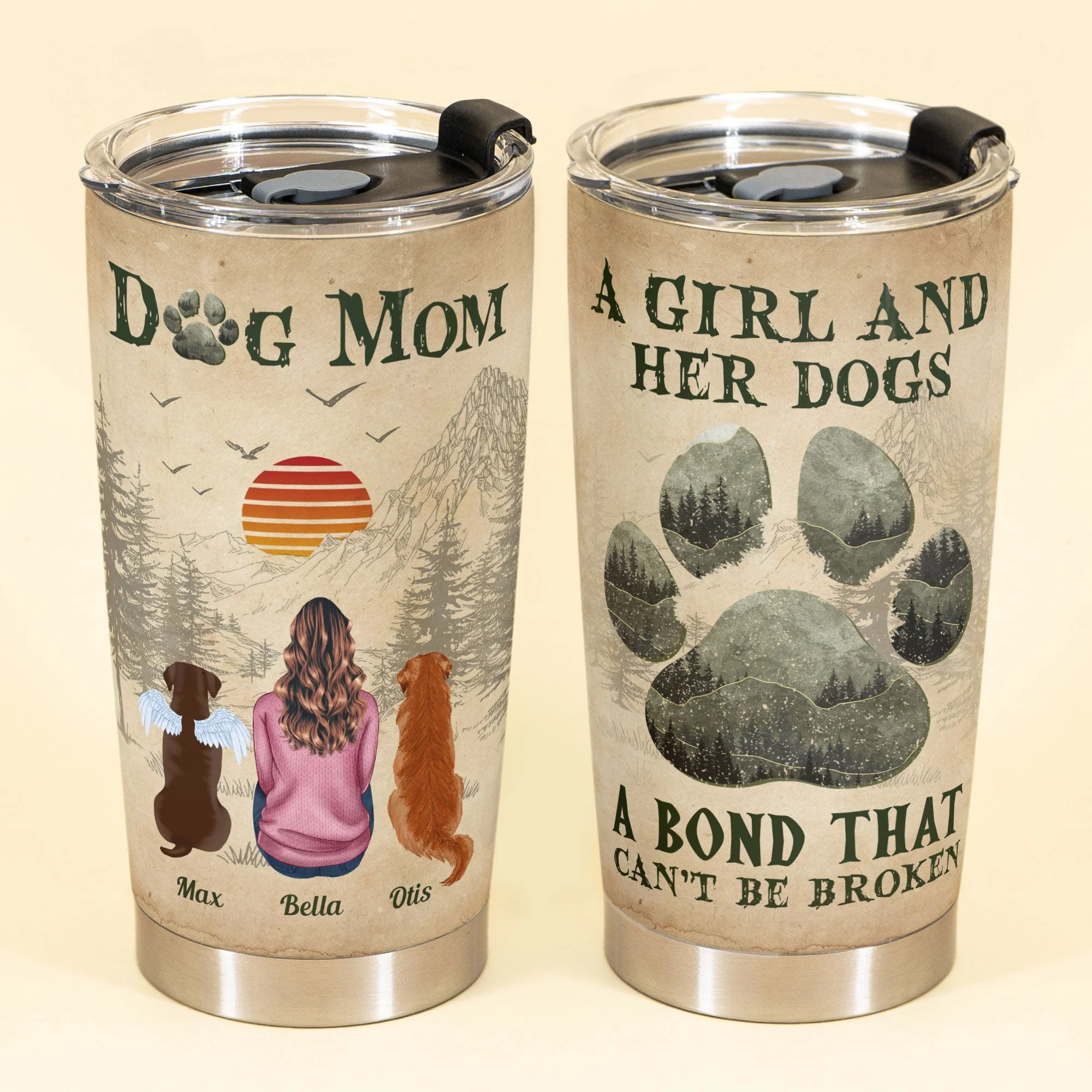 A Girl And Her Dogs Unbreakable Bond - Personalized Tumbler Cup - Image 3