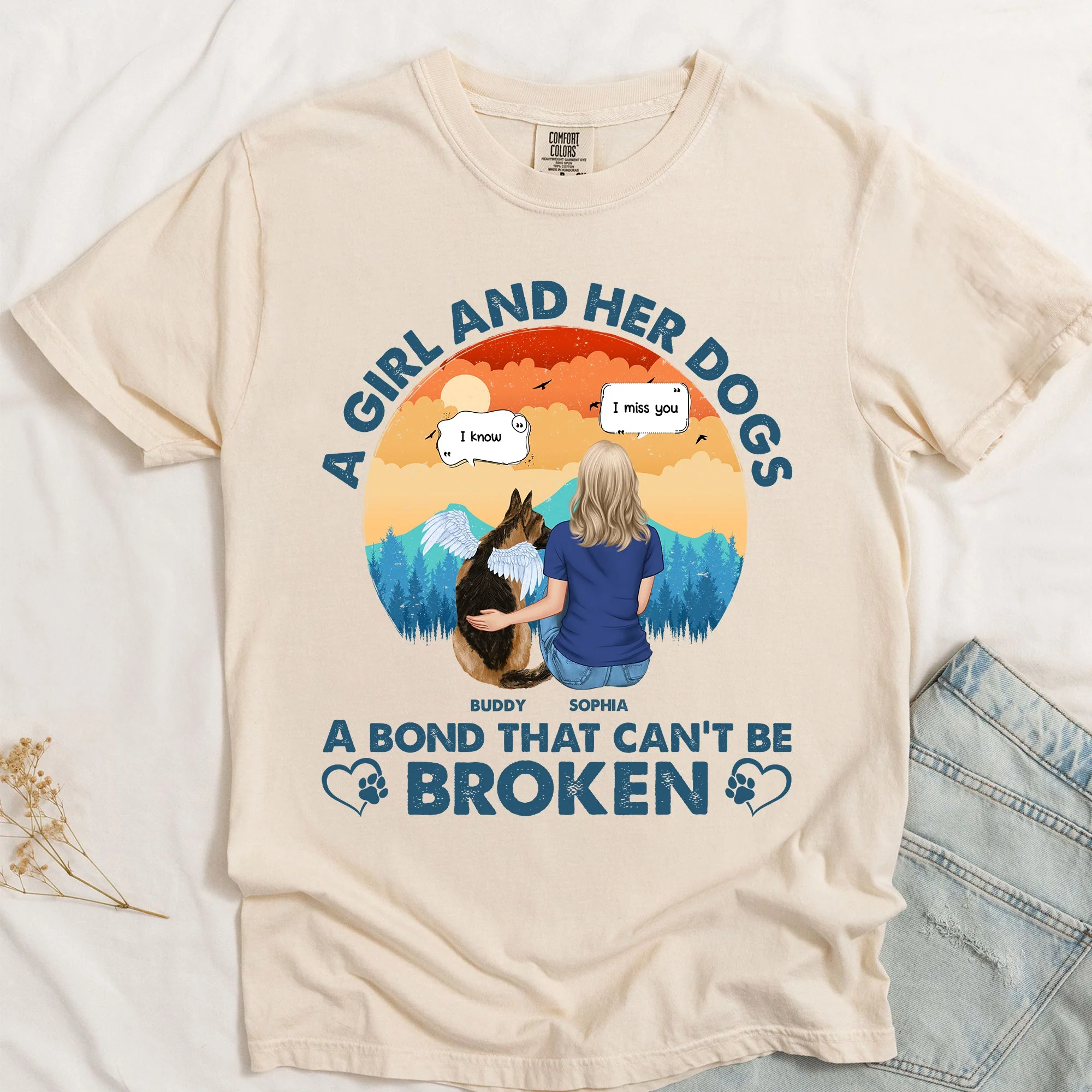 A Girl & Her Dog A Bond That Can't Be Broken - Personalized Comfort Tee - Image 4