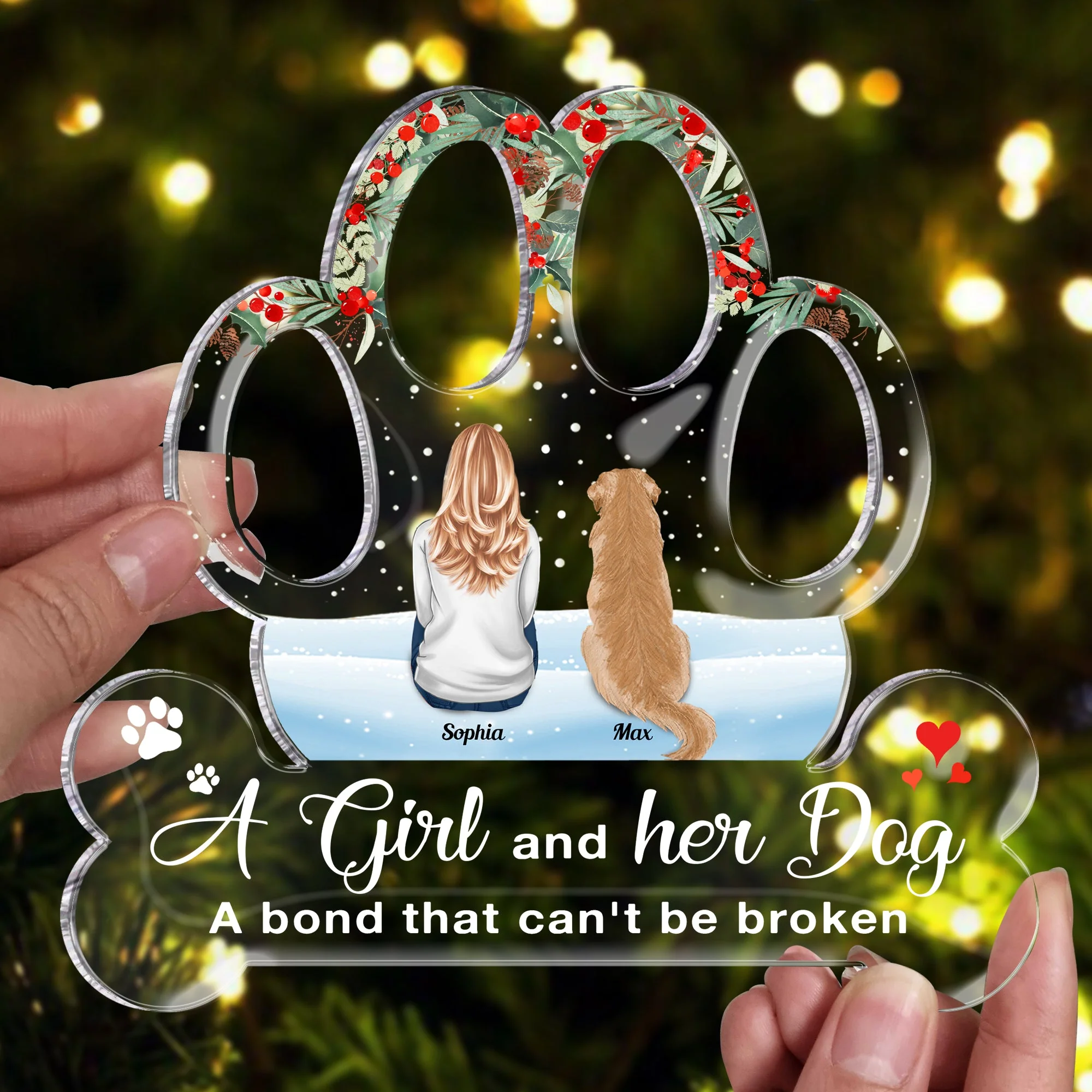 A Girl, Woman, Boy, Man & Dogs A Bond That Can'T Be Broken - Personalized Custom Shaped Acrylic Plaque - Christmas, Loving Gift For Dog Owner, Dog Lover, Dog Mom, Dog Dad - Image 7