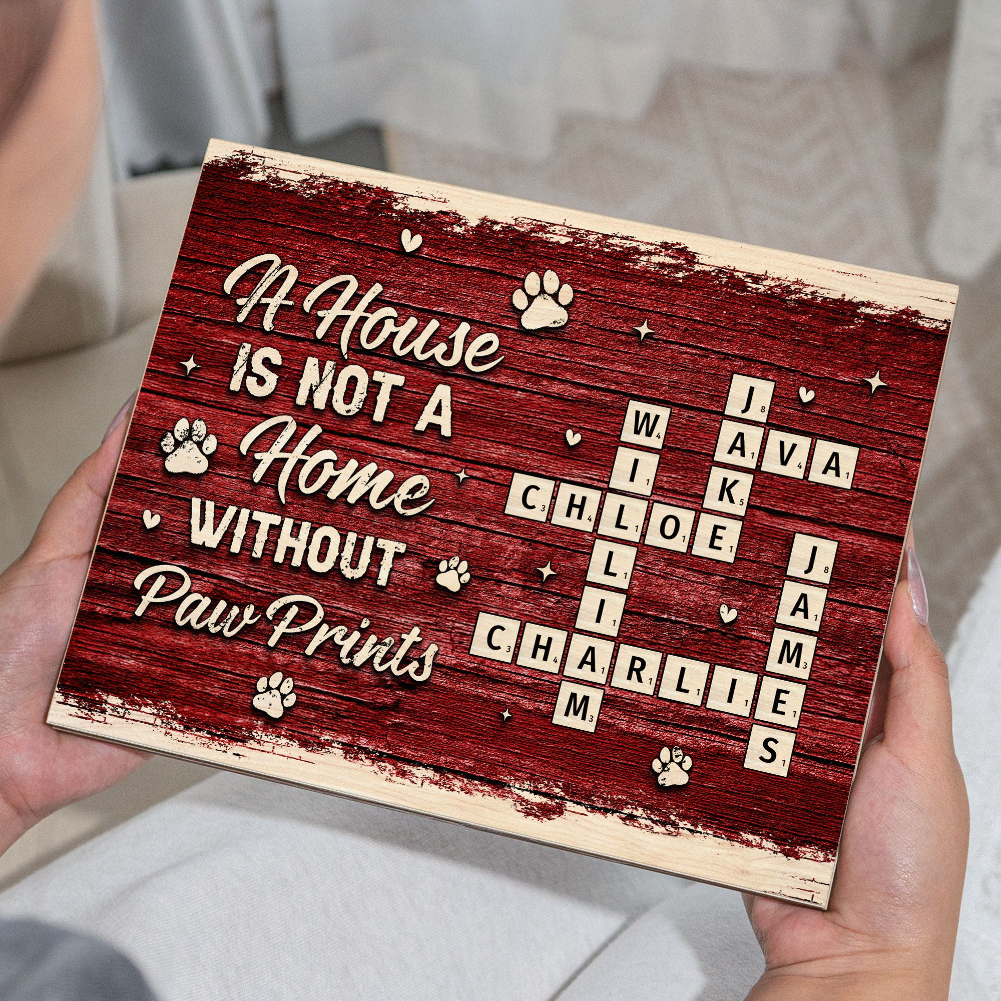 A House Is Not A Home Without Paw Prints Scrabble - Custom Wood Plaque - Image 4