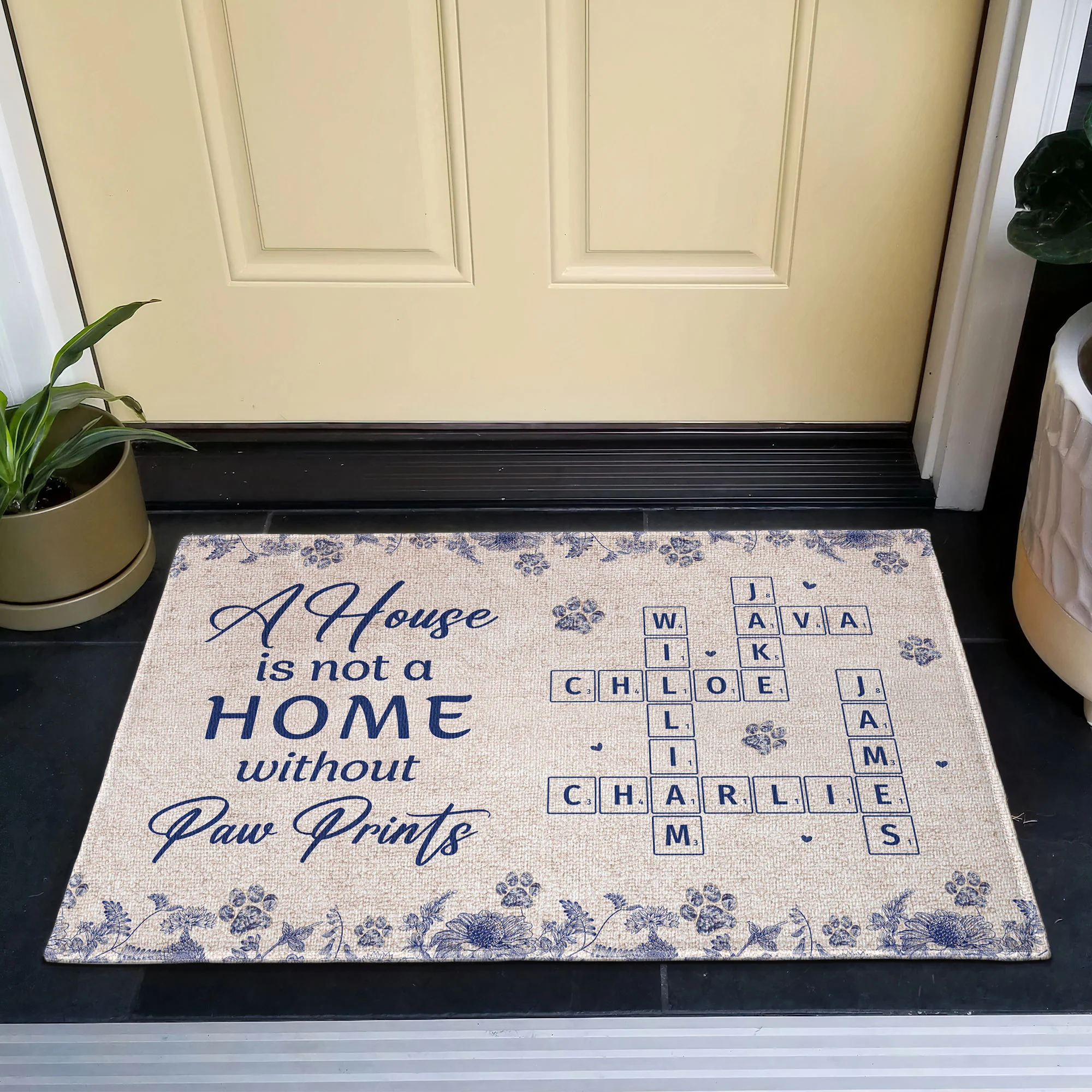A House Is Not A Home Without Paw Prints Scrabble - Personalized Doormat - Image 2