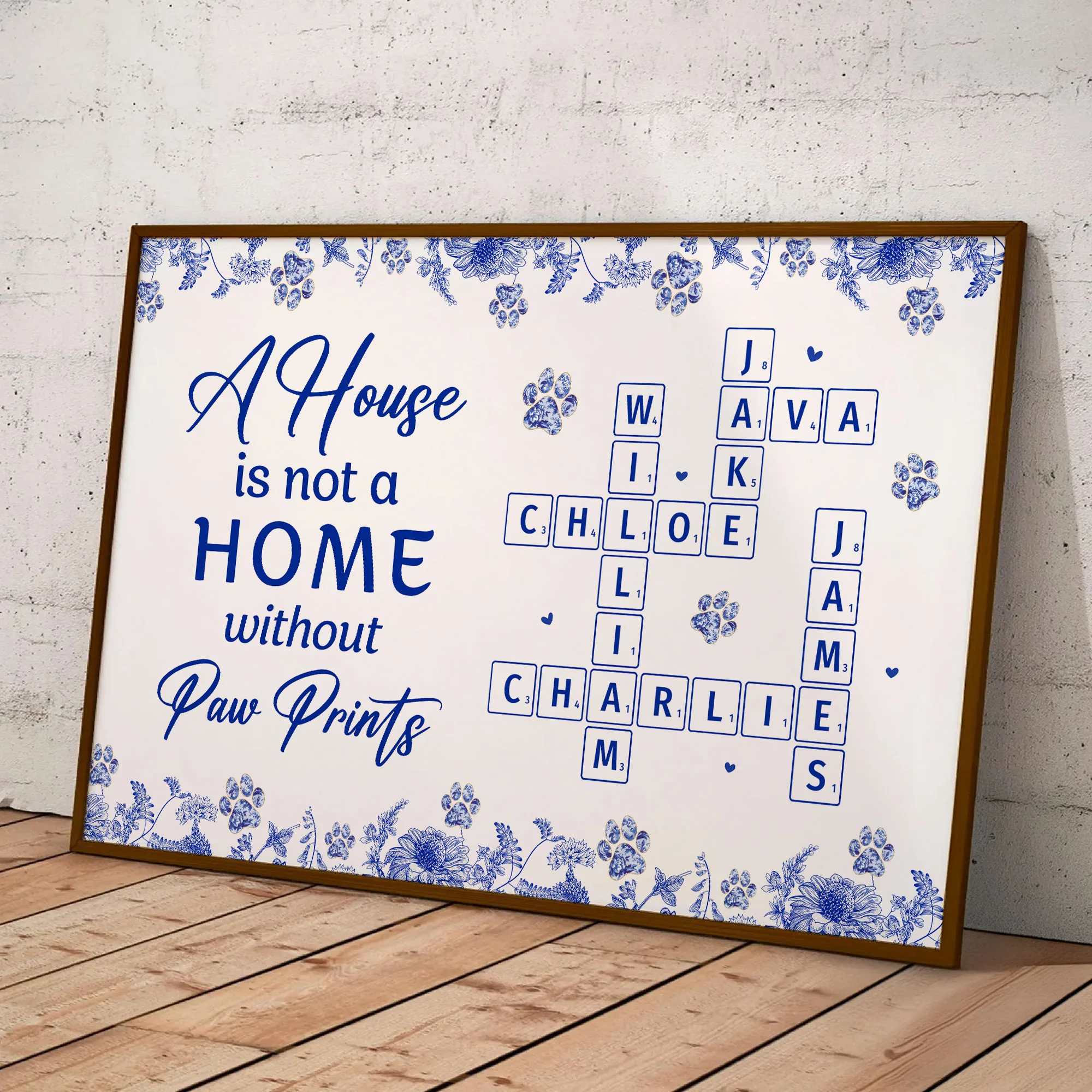 A House Is Not A Home Without Paw Prints Scrabble Toile - Personalized Poster - Image 2