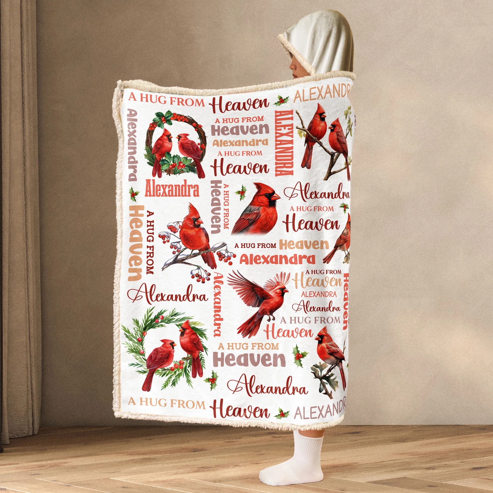 A Hug From Heaven Cardinal Bird - Personalized Wearable Blanket Hoodie - Image 3