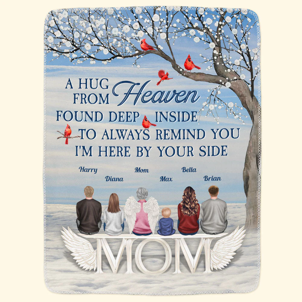 A Hug From Heaven, I'm Always By Your Side - Personalized Blanket - Mother's Day Gift, Memorial Blanket For Family, Grief, Sympathy, Comfort Gift - Image 3